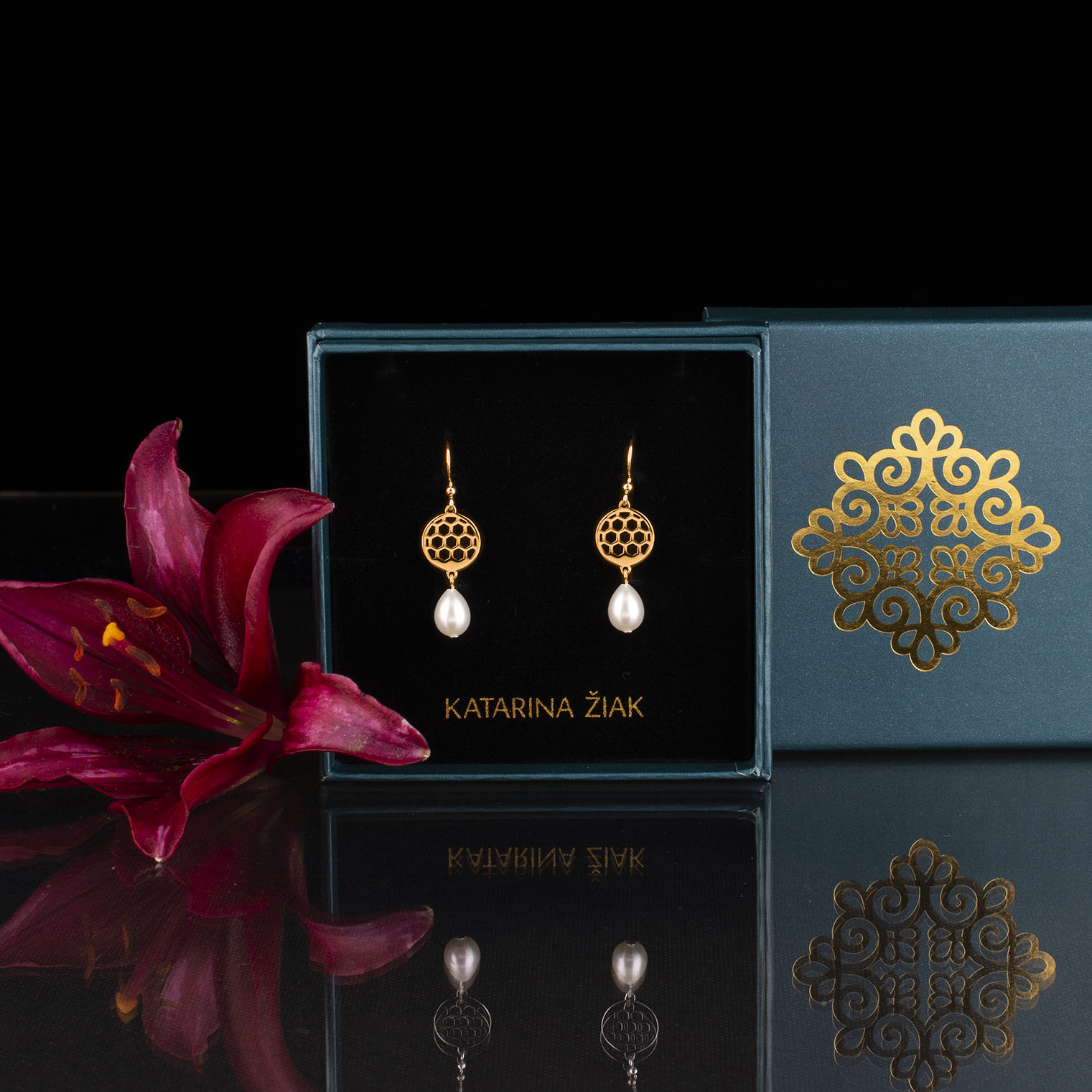 Náušnice golf mini + perla slza