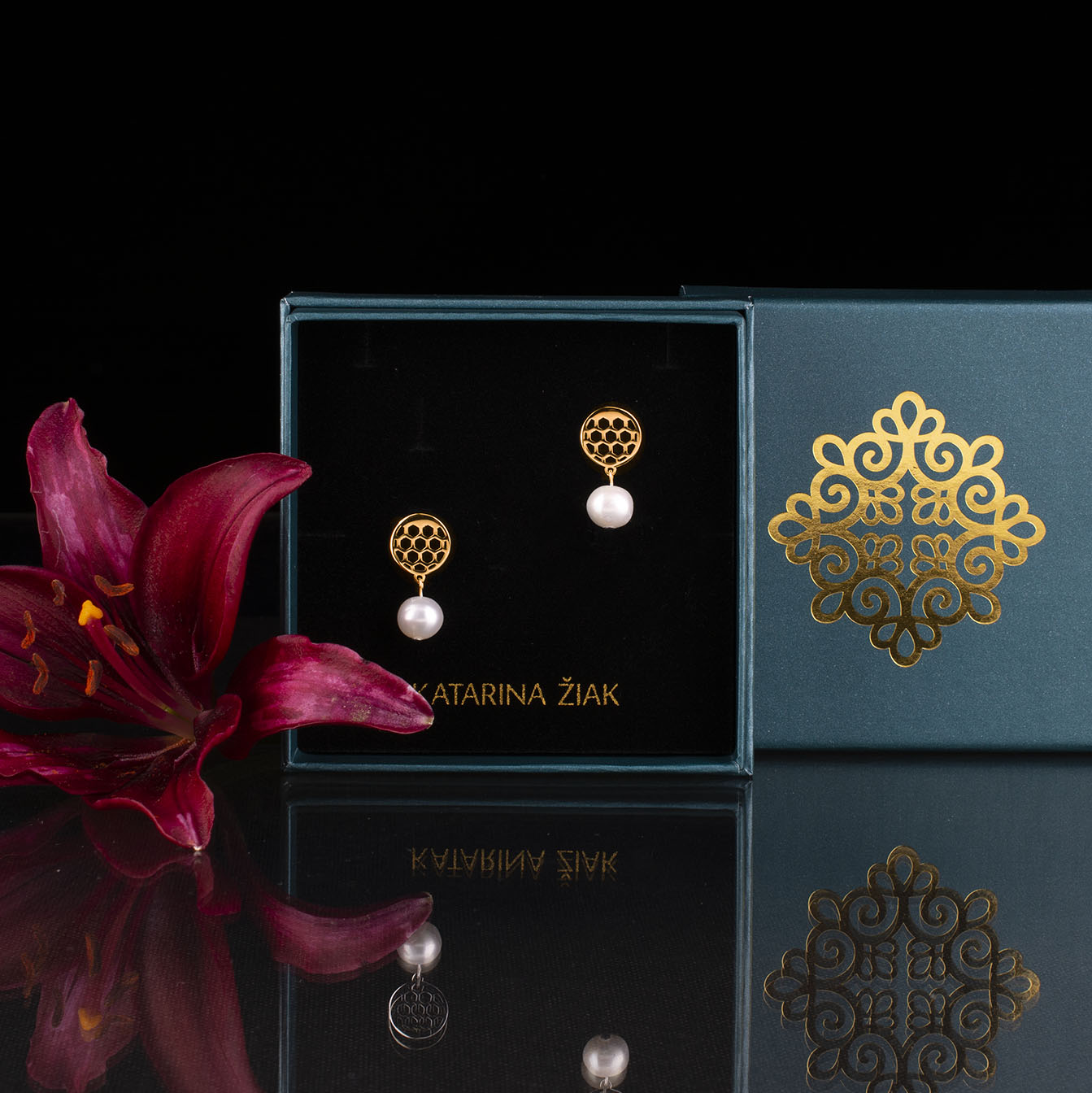 Napichovacie náušnice golf mini + perla