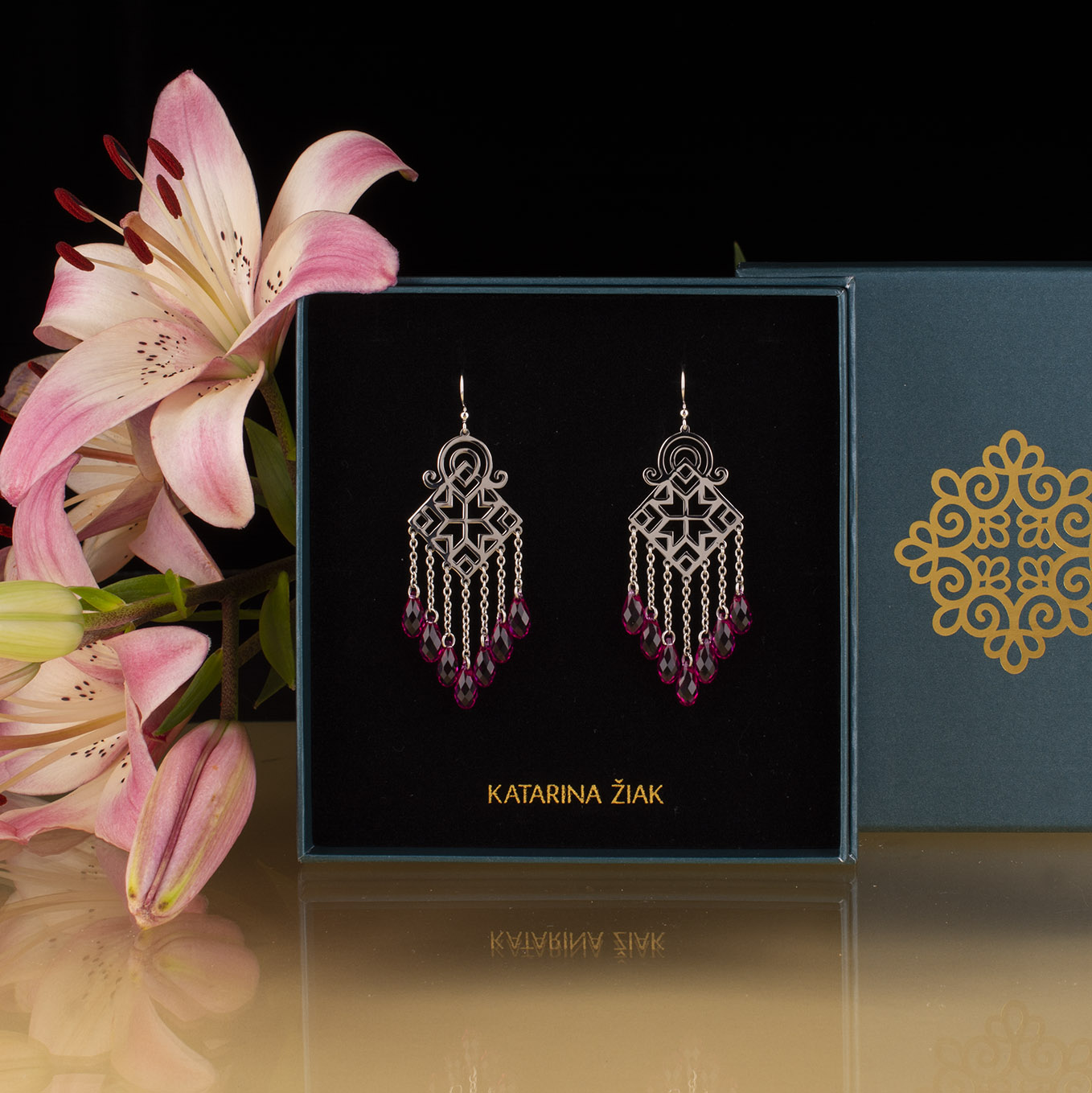 Náušnice gatra vodopád - krátky + swarovski