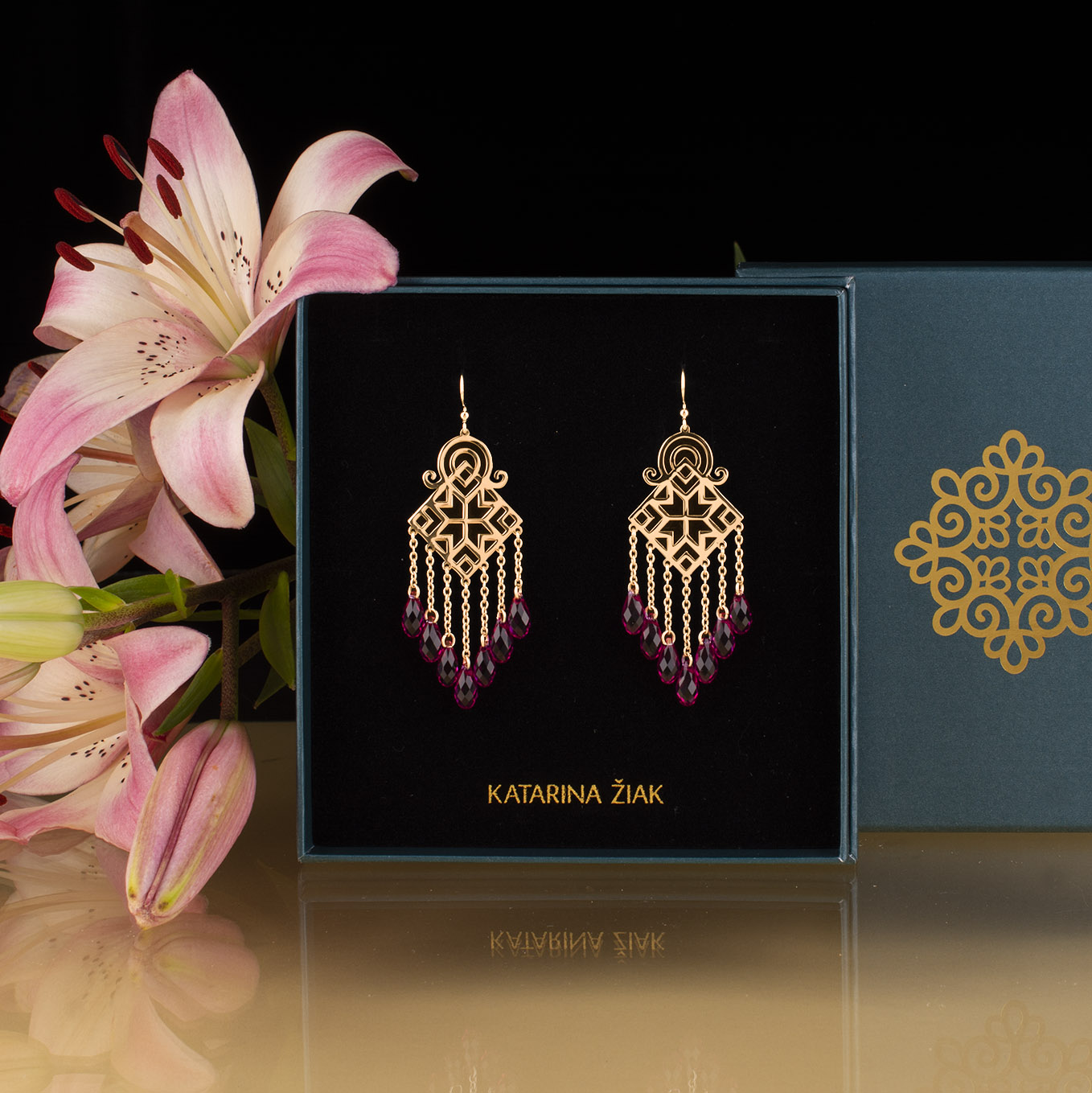 Náušnice gatra vodopád - krátky + swarovski