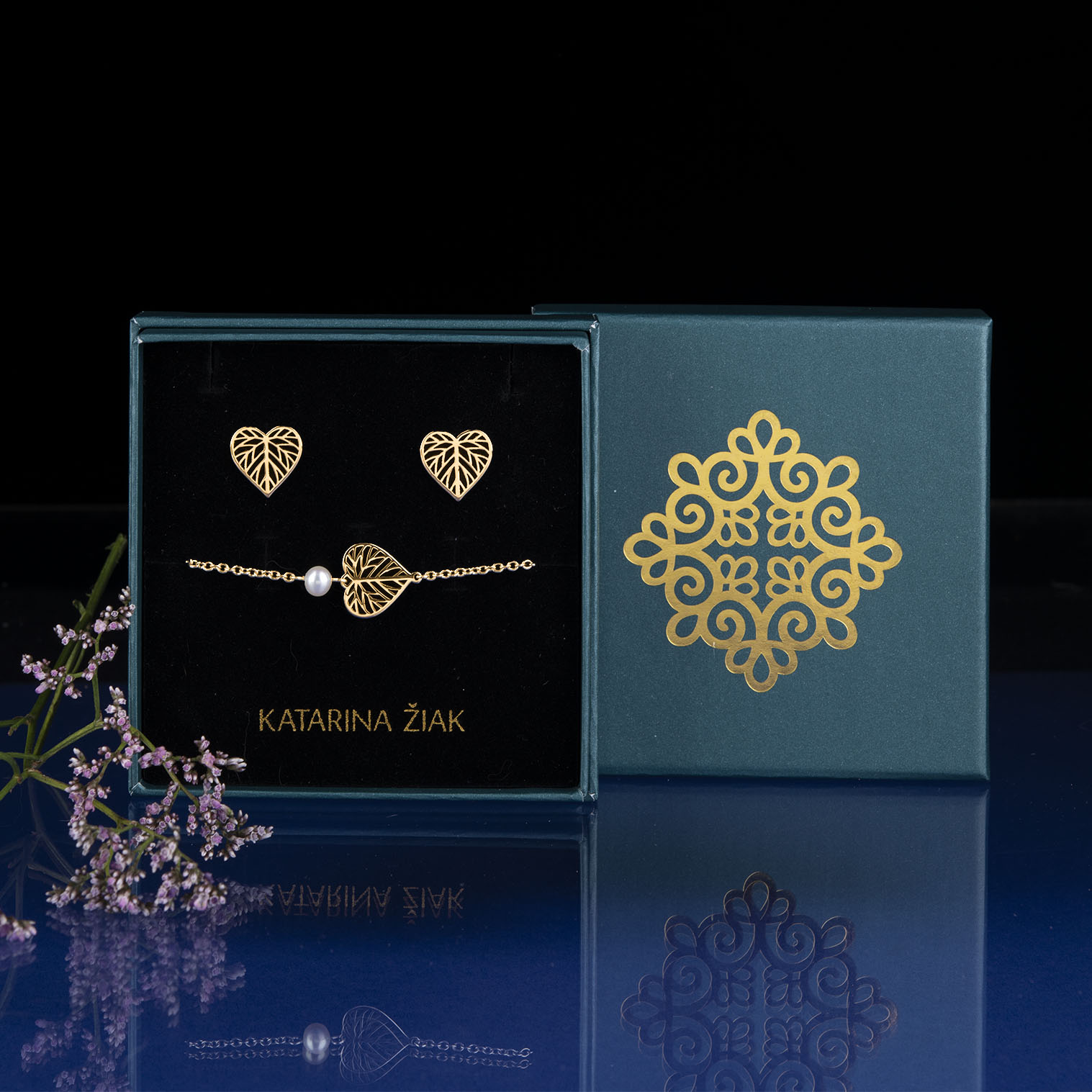 Set napichovacie náušnice + retiazkový náramok lipa + perla