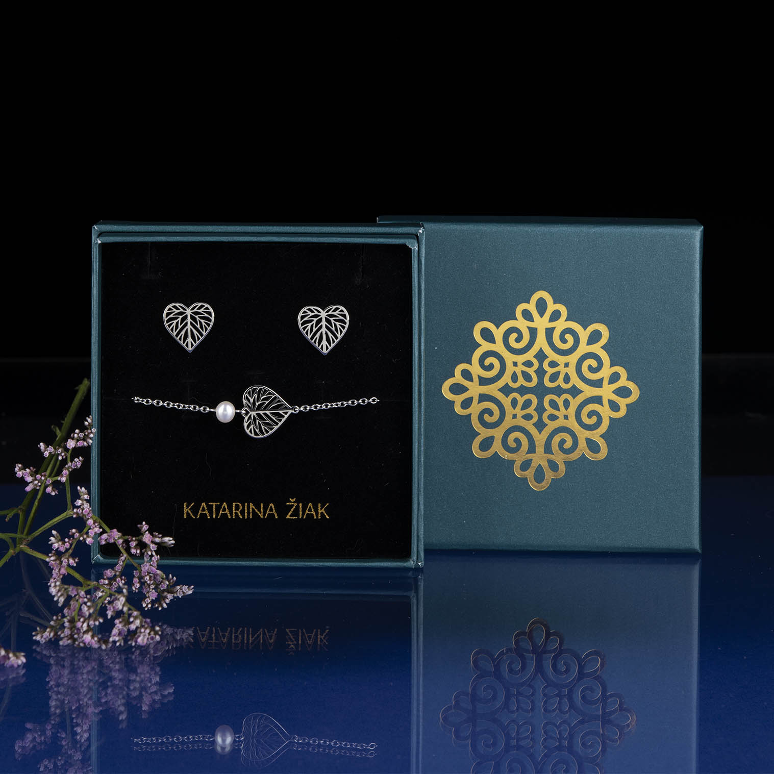 Set napichovacie náušnice + retiazkový náramok lipa + perla