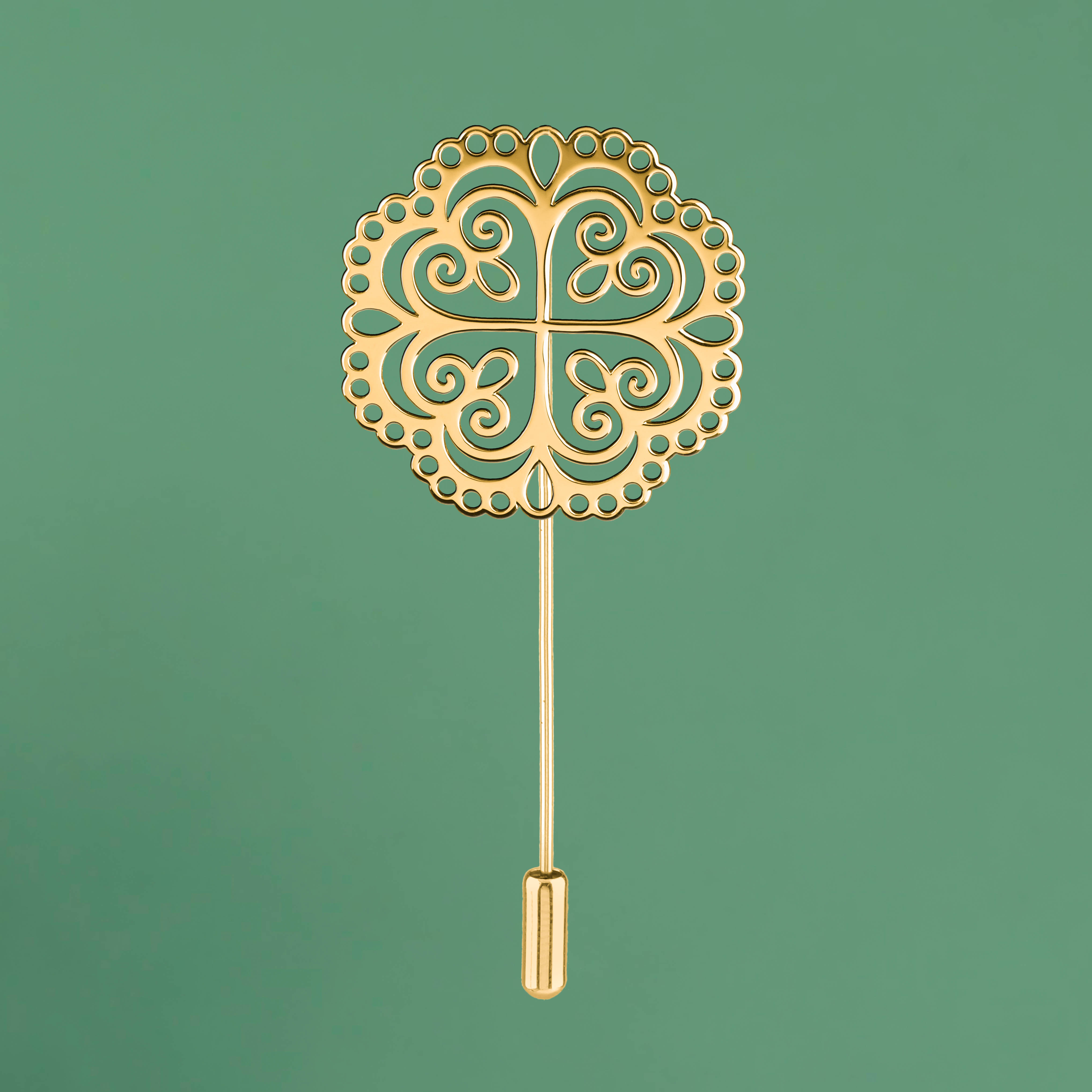 Brošňa štvorlístok ornament 2