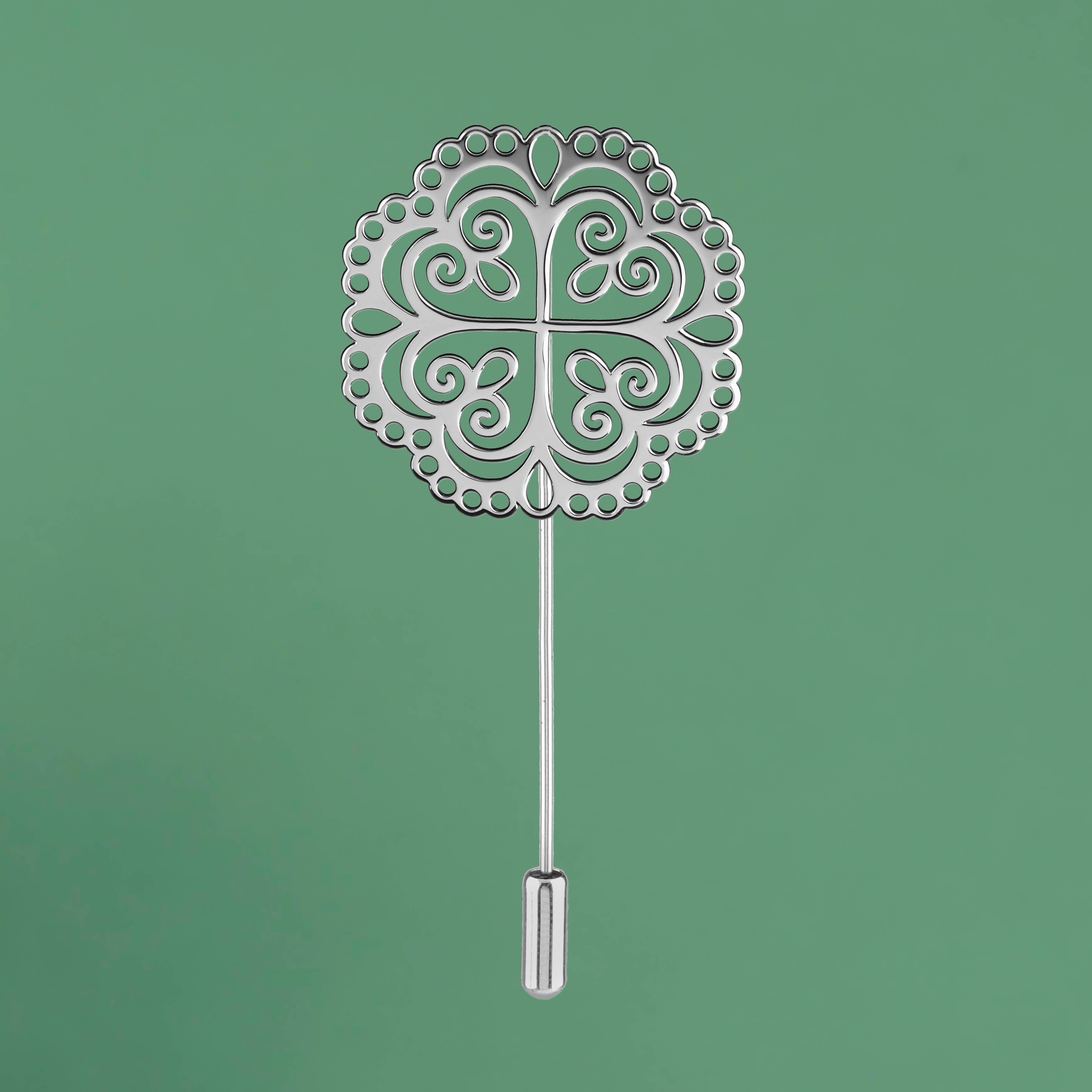 Brošňa štvorlístok ornament 2