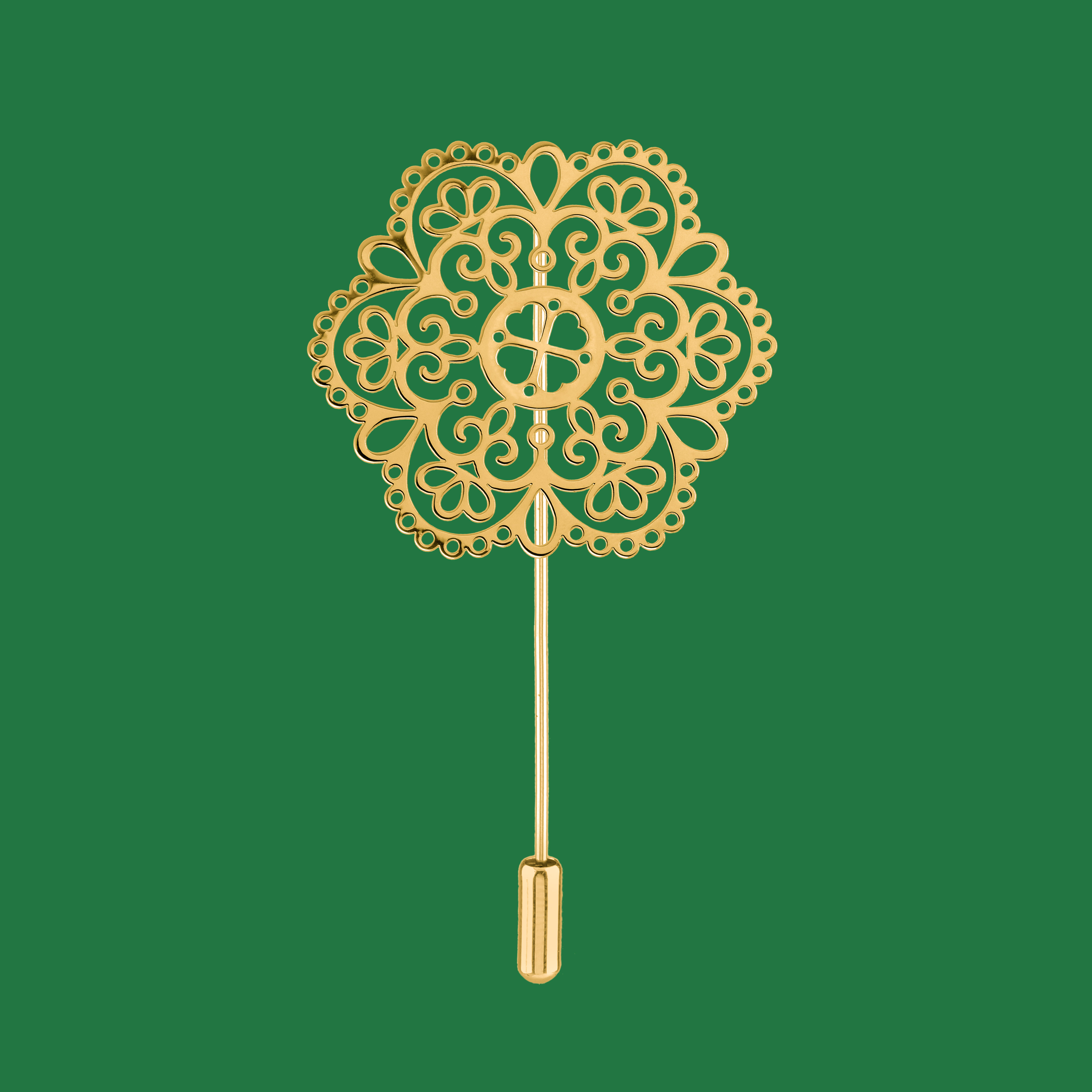 Brošňa ornament čipka štvorlístok