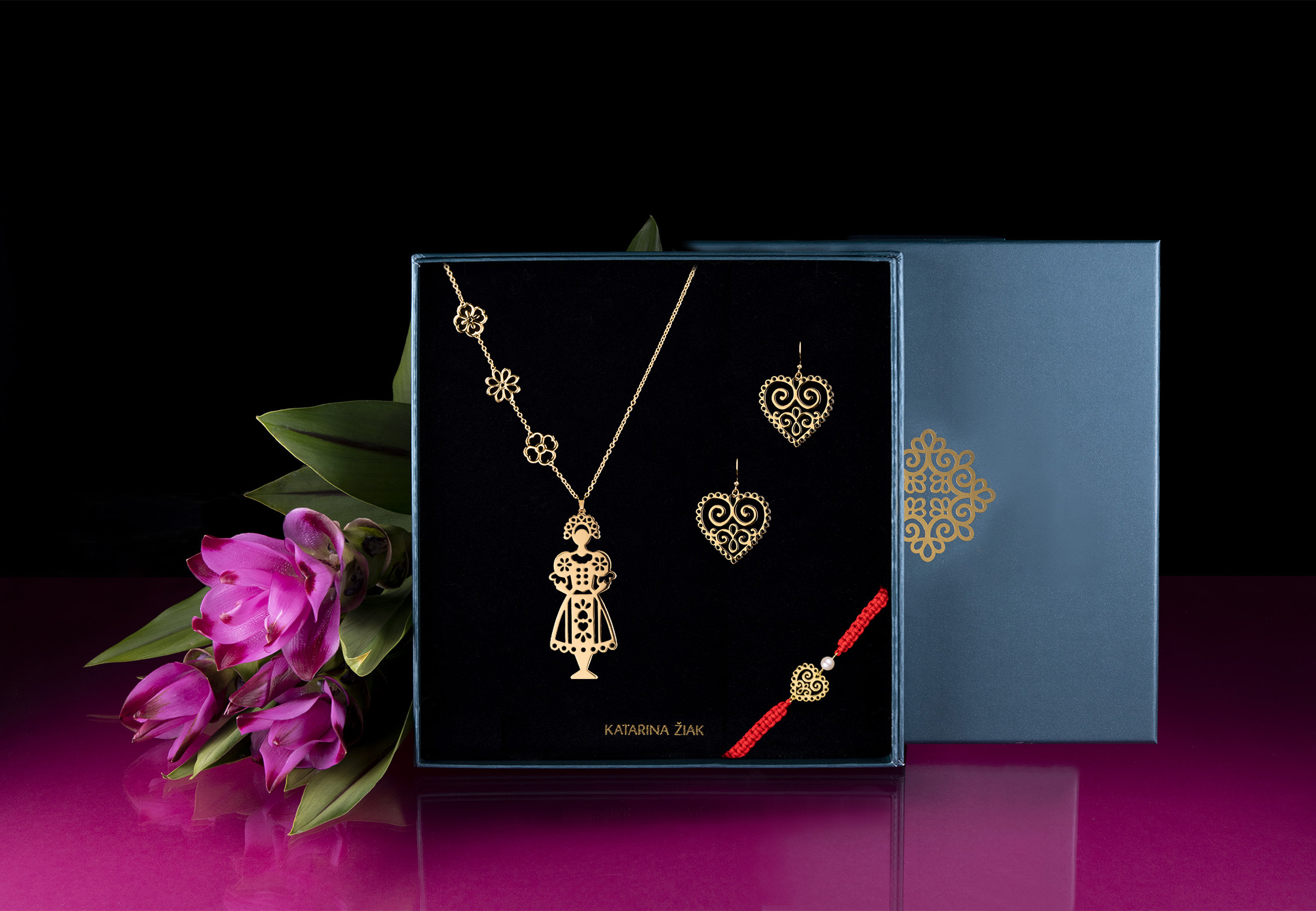 Set - Marína + náušnice ornamentové srdce