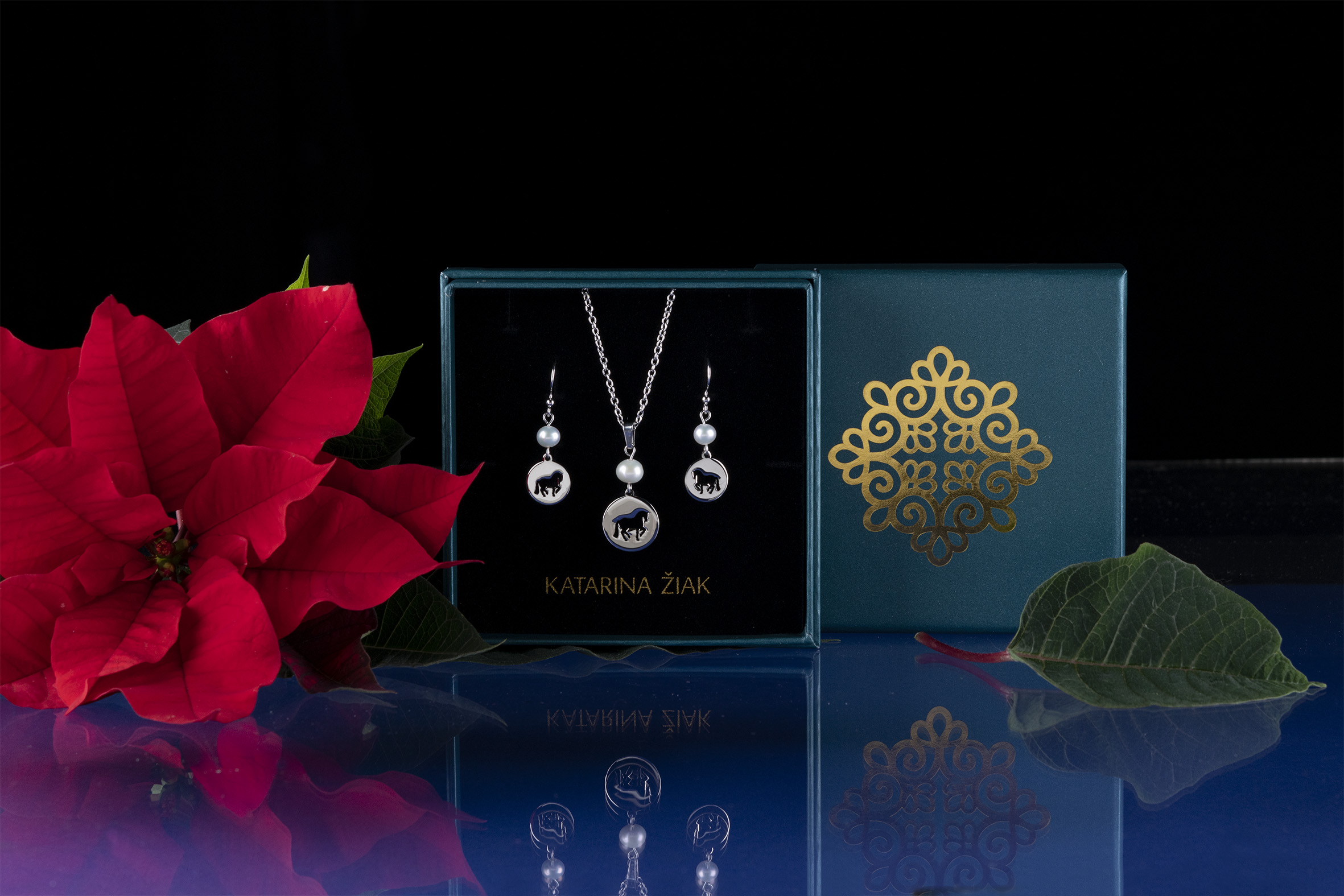 Set Piaf - prívesok + náušnice s perlou