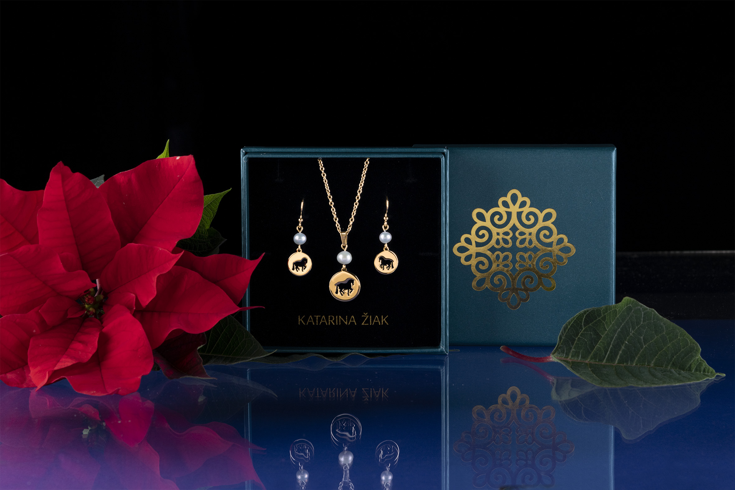 Set Piaf - prívesok + náušnice s perlou