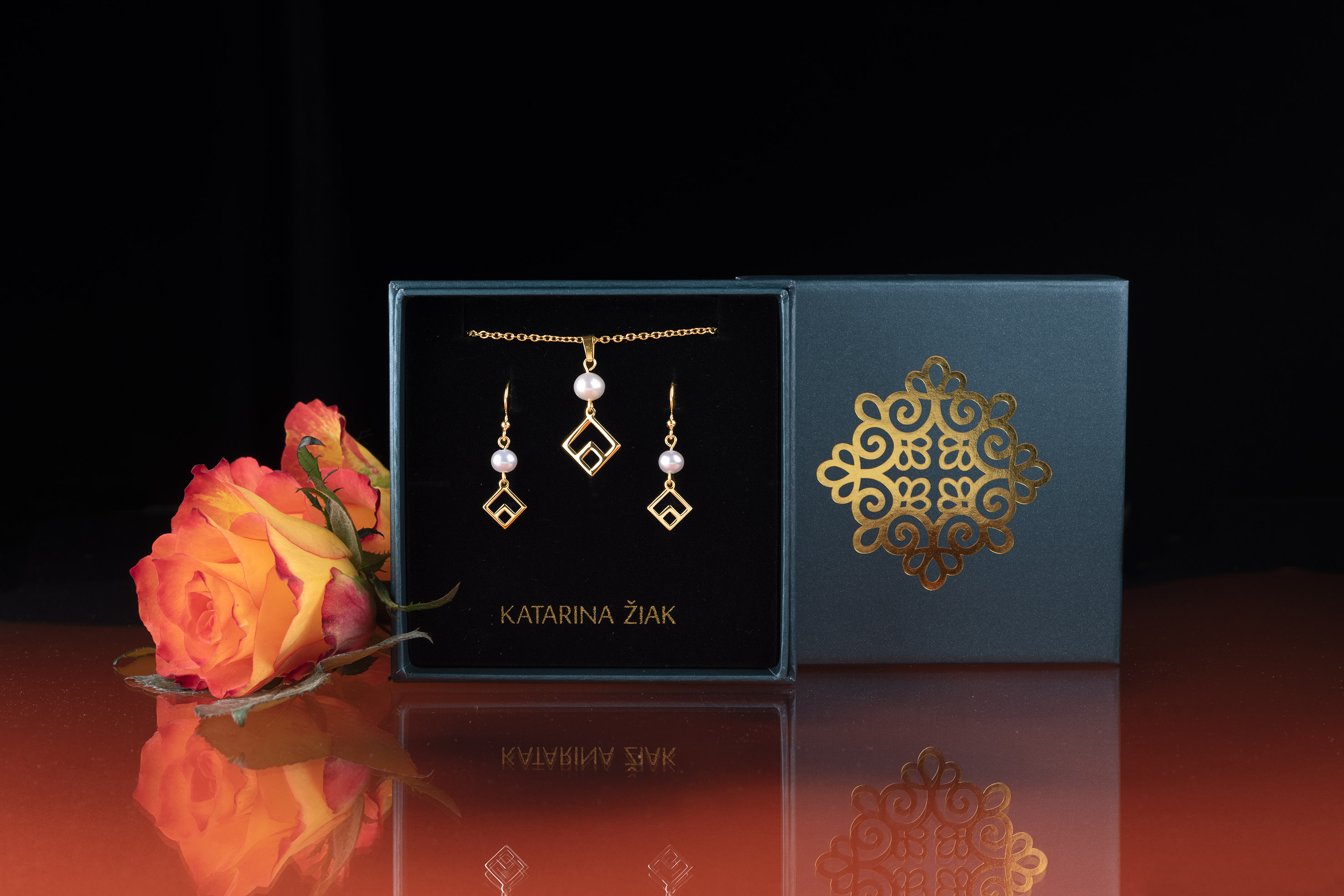 Set Novohrad štvorček 1 - prívesok + náušnice Novohrad štvorček 1