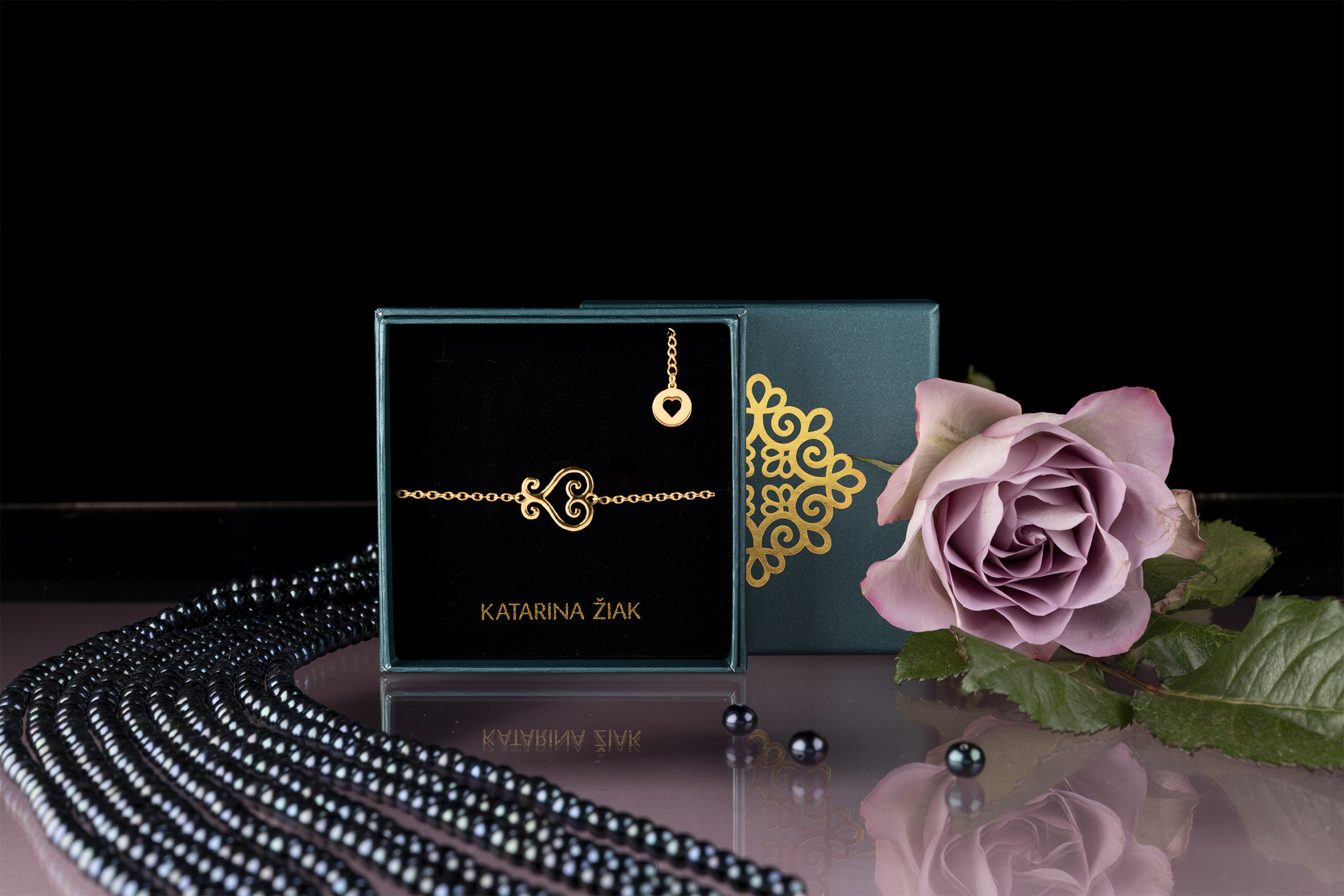 Náramok drotárske srdce 2 - retiazka