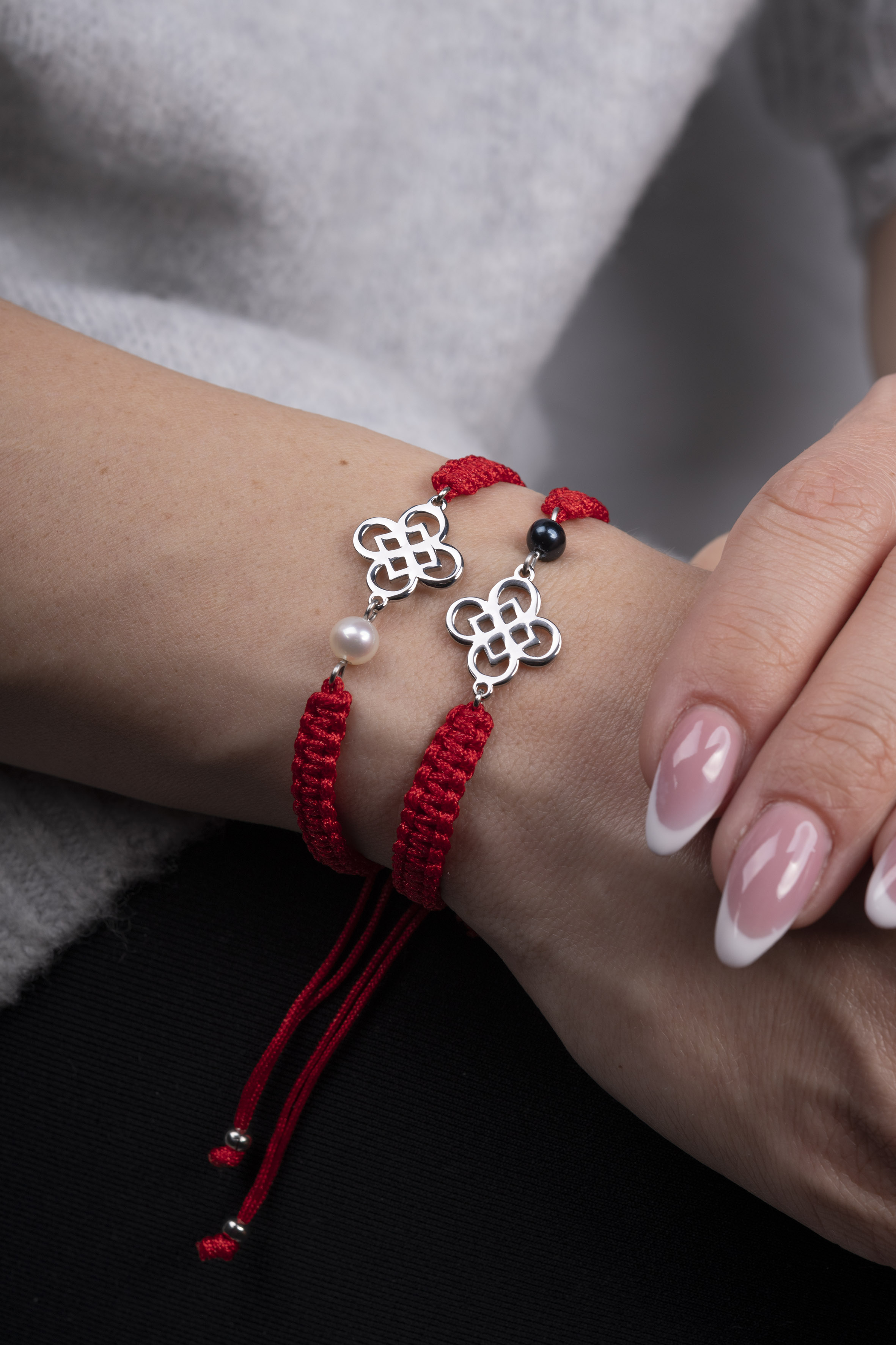 Náramok drotársky štvorlístok 1- šnúrka + perla