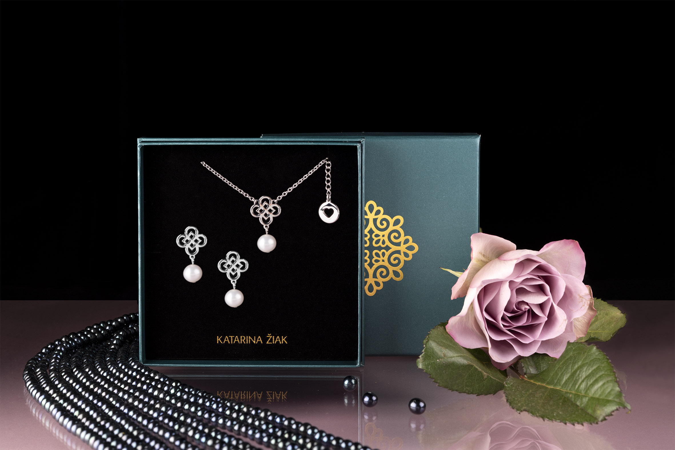 Set drotársky štvorlístok 1 s perlou