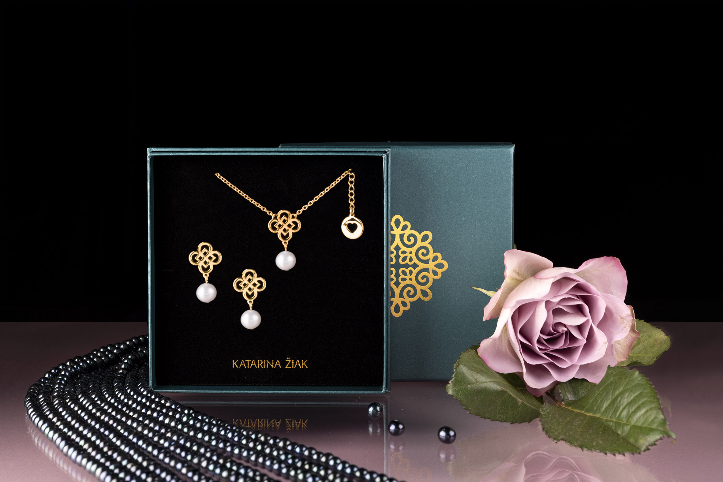 Set drotársky štvorlístok 1 s perlou