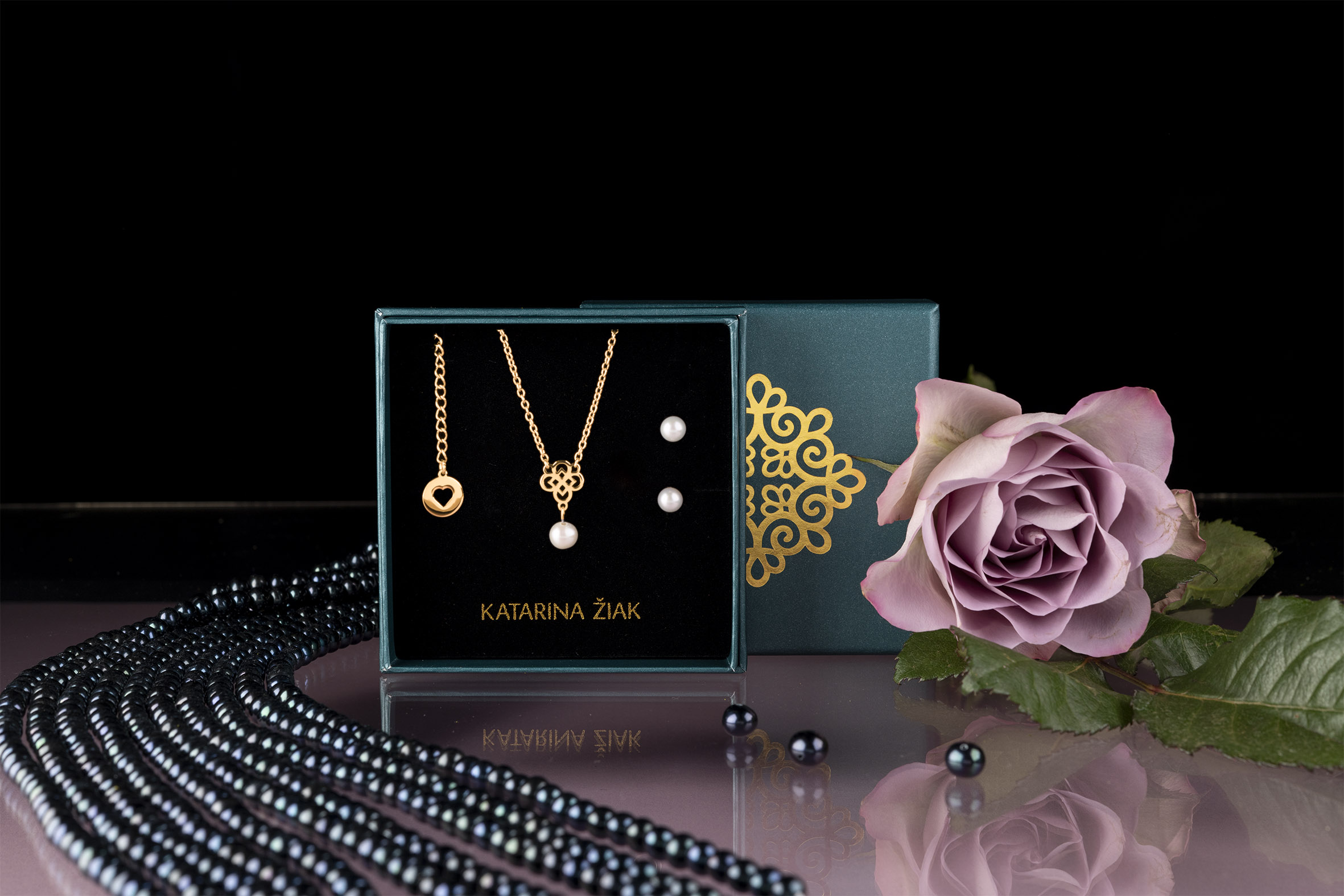 Set drotársky štvorlístok 2 - náhrdelník +perly