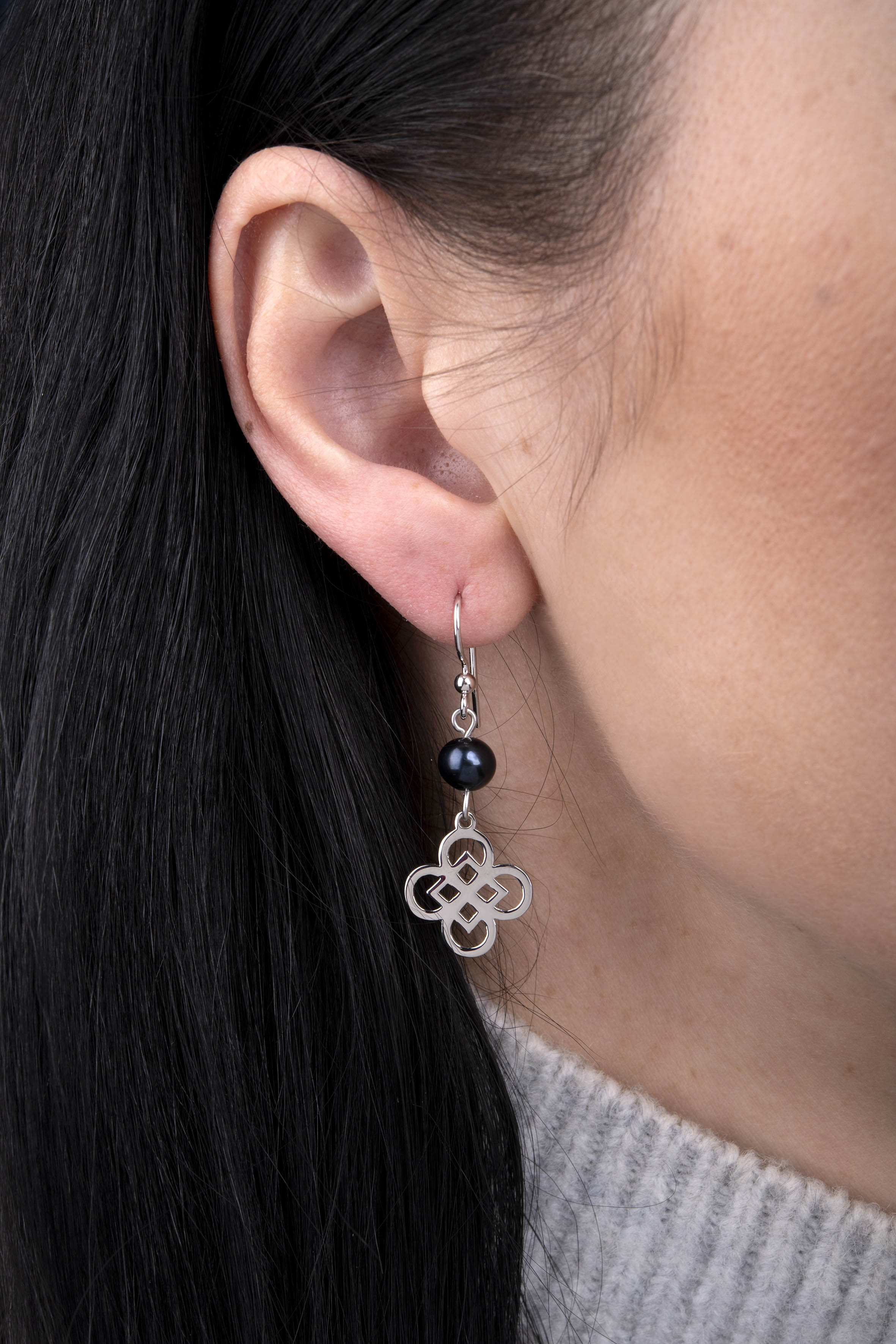 Náušnice drotársky štvorlístok 1 + perla