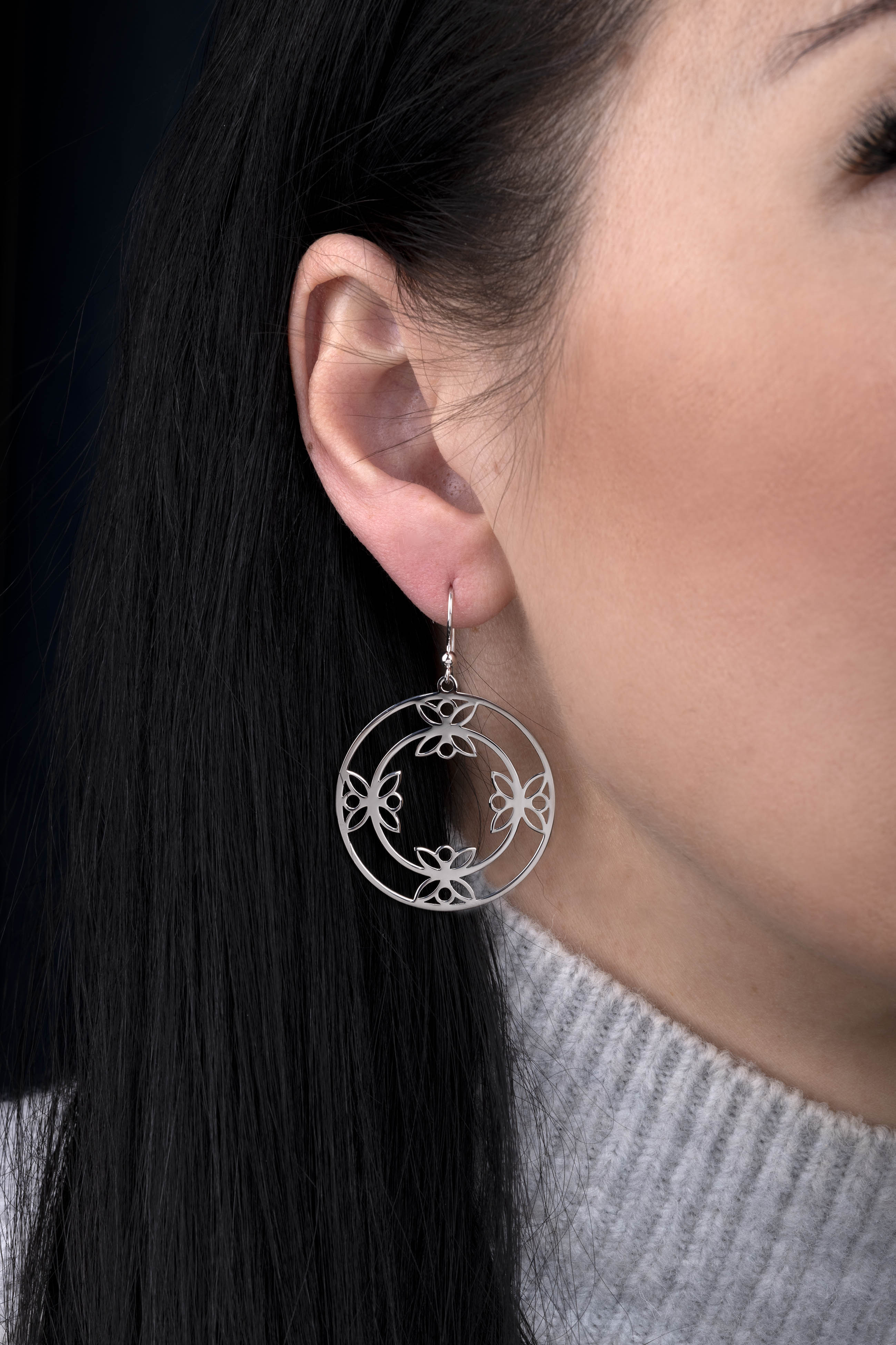 Náušnice drotársky kruh trojlístok 2