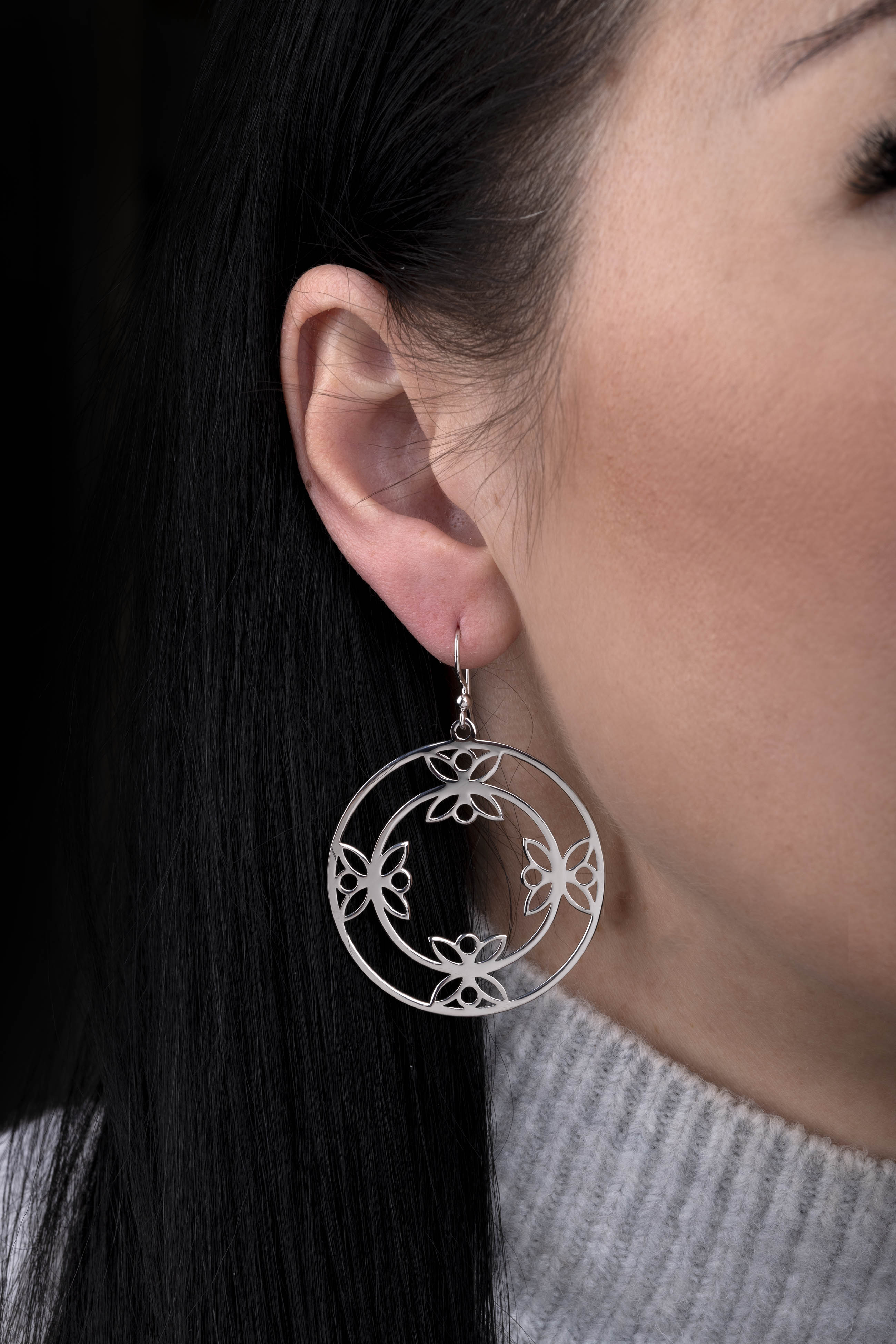 Náušnice drotársky kruh trojlístok 2