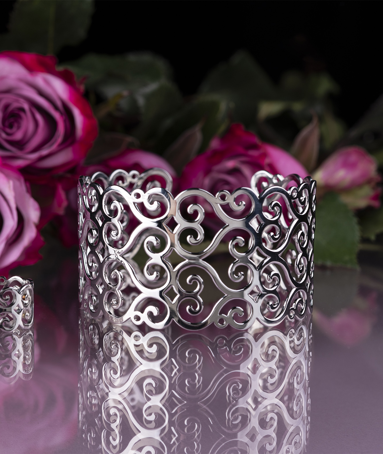 Náramok drotársky ornament - srdce pás široký 1