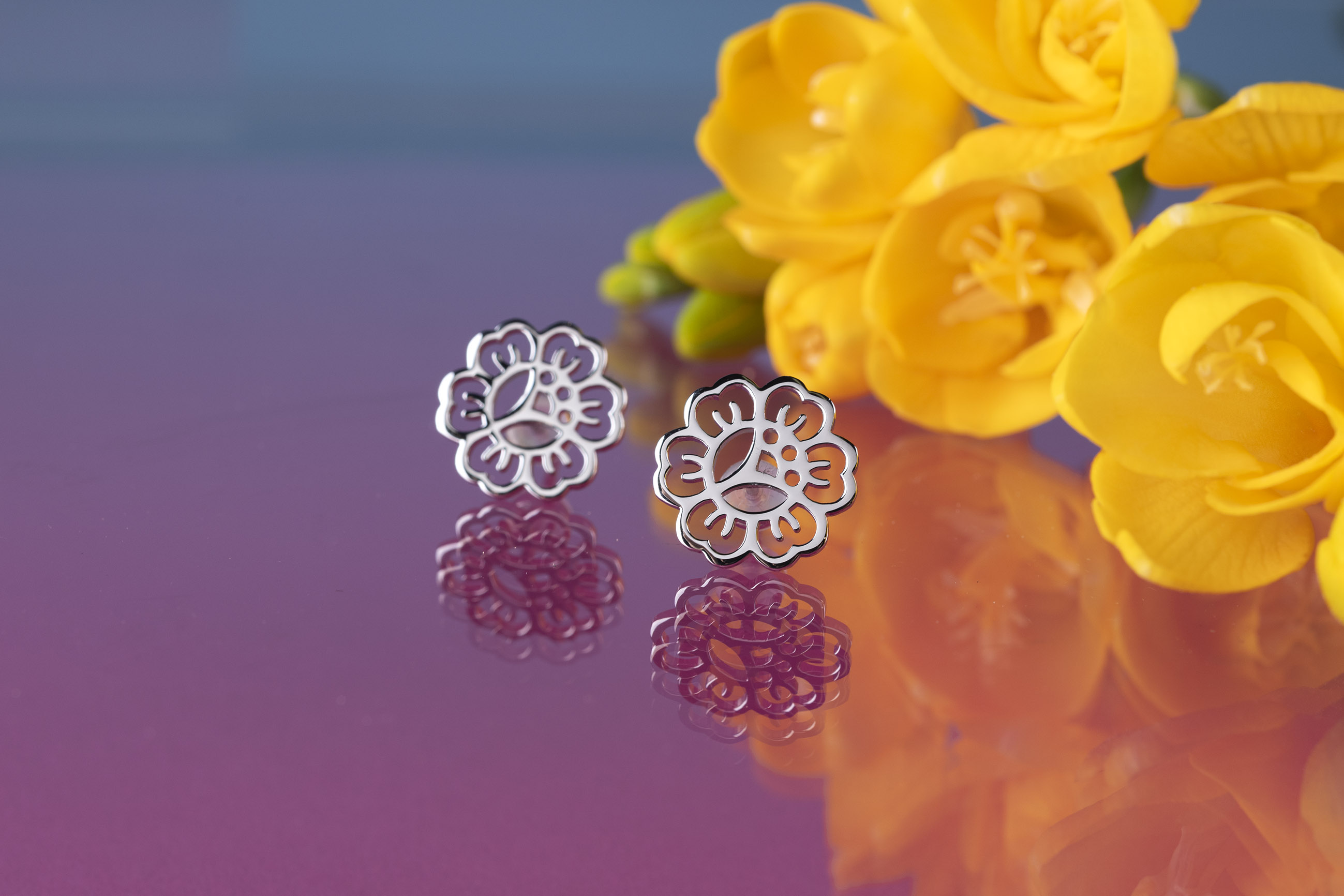 Napichovacie náušnice - kvietok 1 Ábelová mak