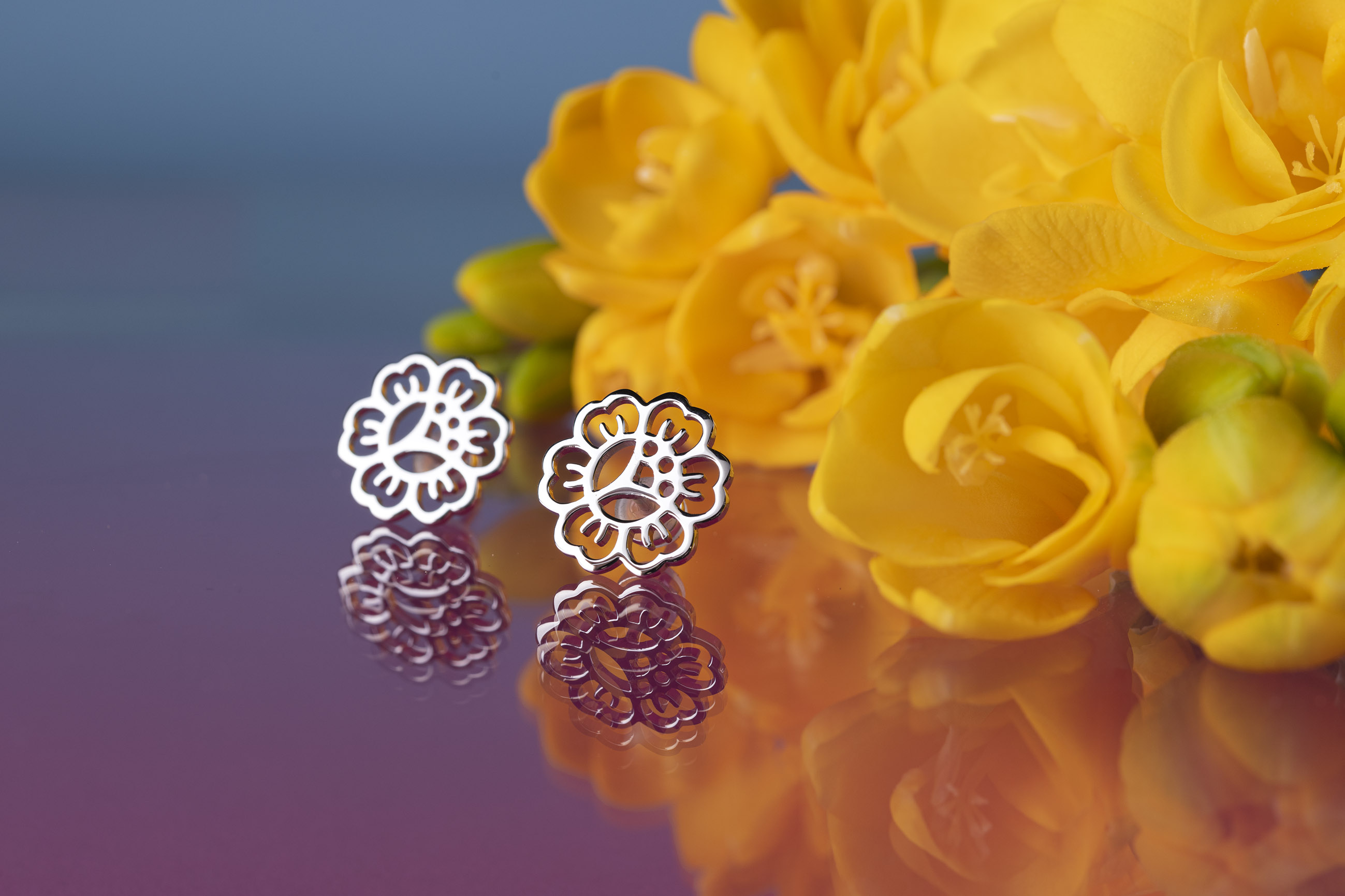 Napichovacie náušnice - kvietok 1 Ábelová mak