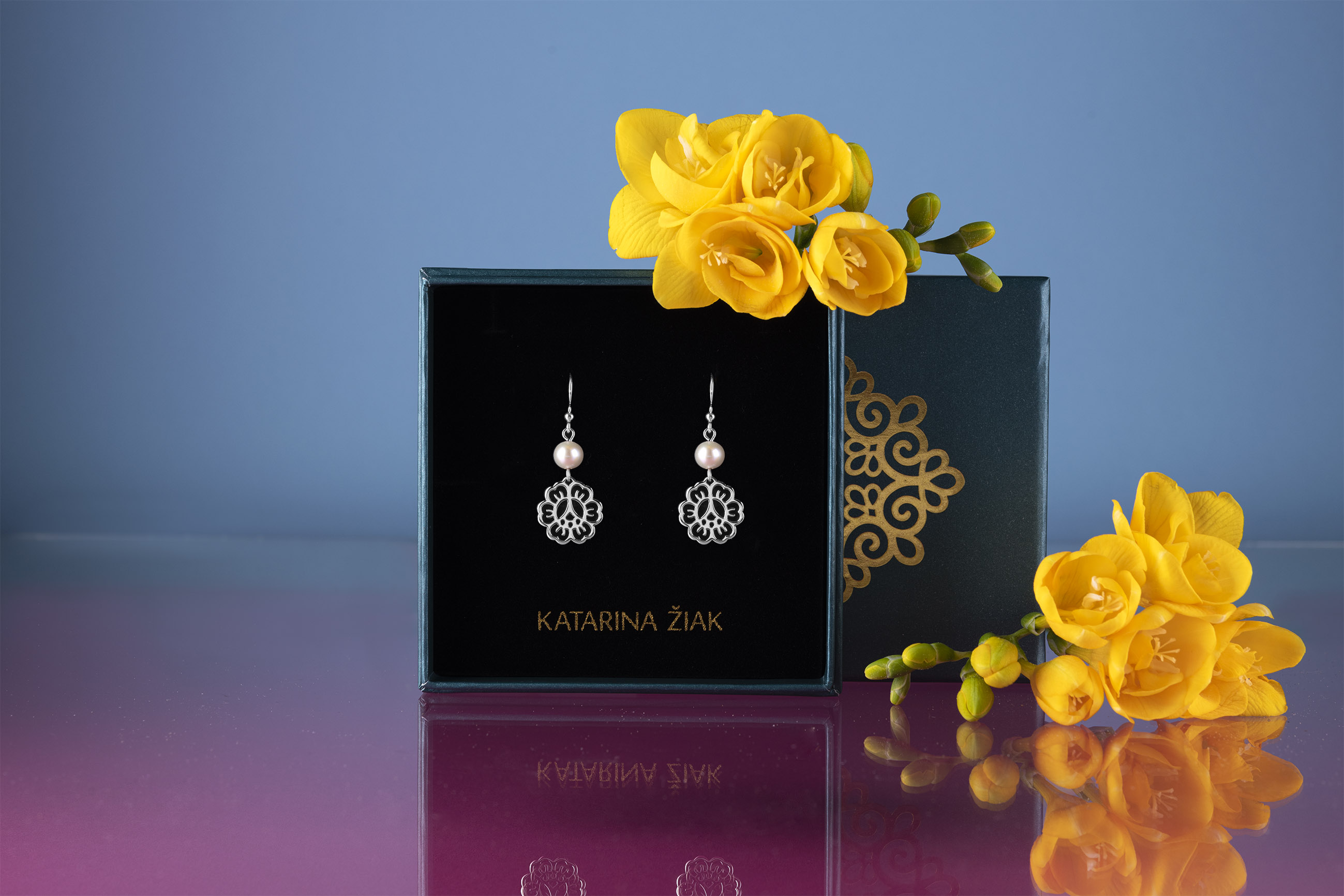 Náušnice kvietok 1 Ábelová mak + perla