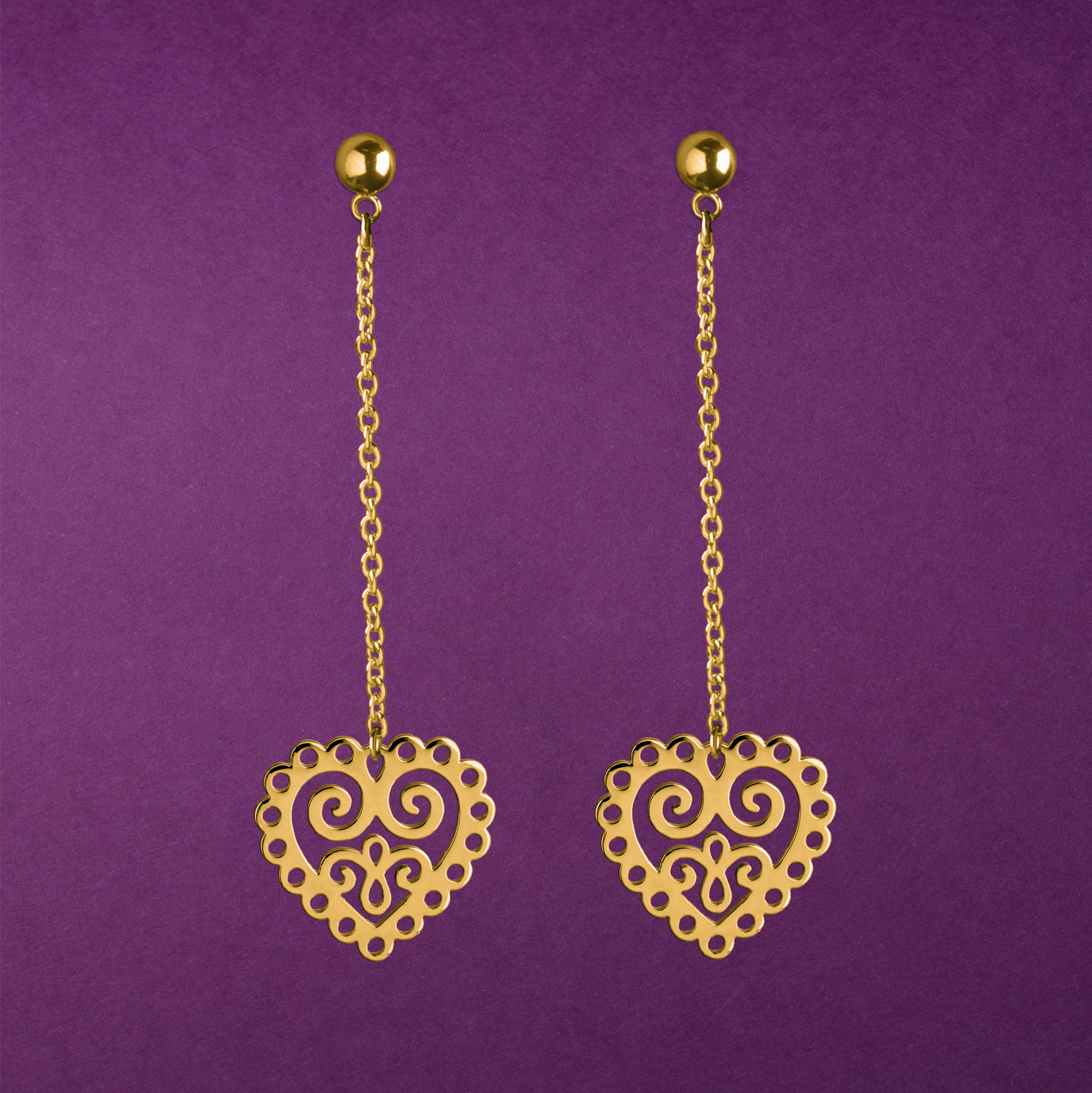 Náušnice srdce ornament na retiazke