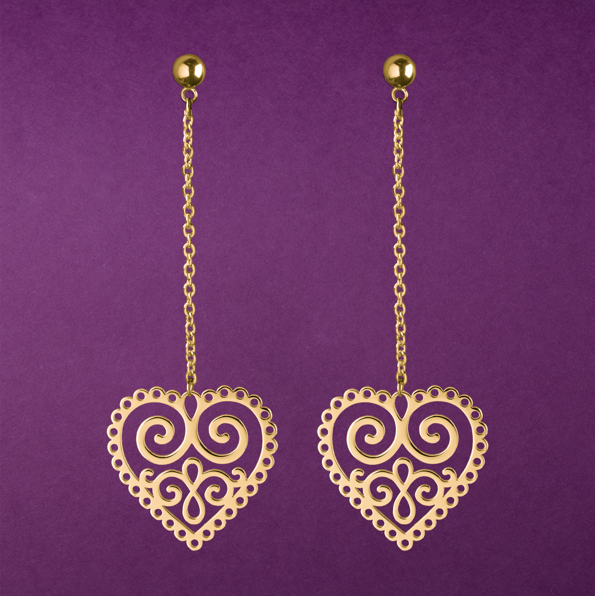 Náušnice srdce ornament na retiazke