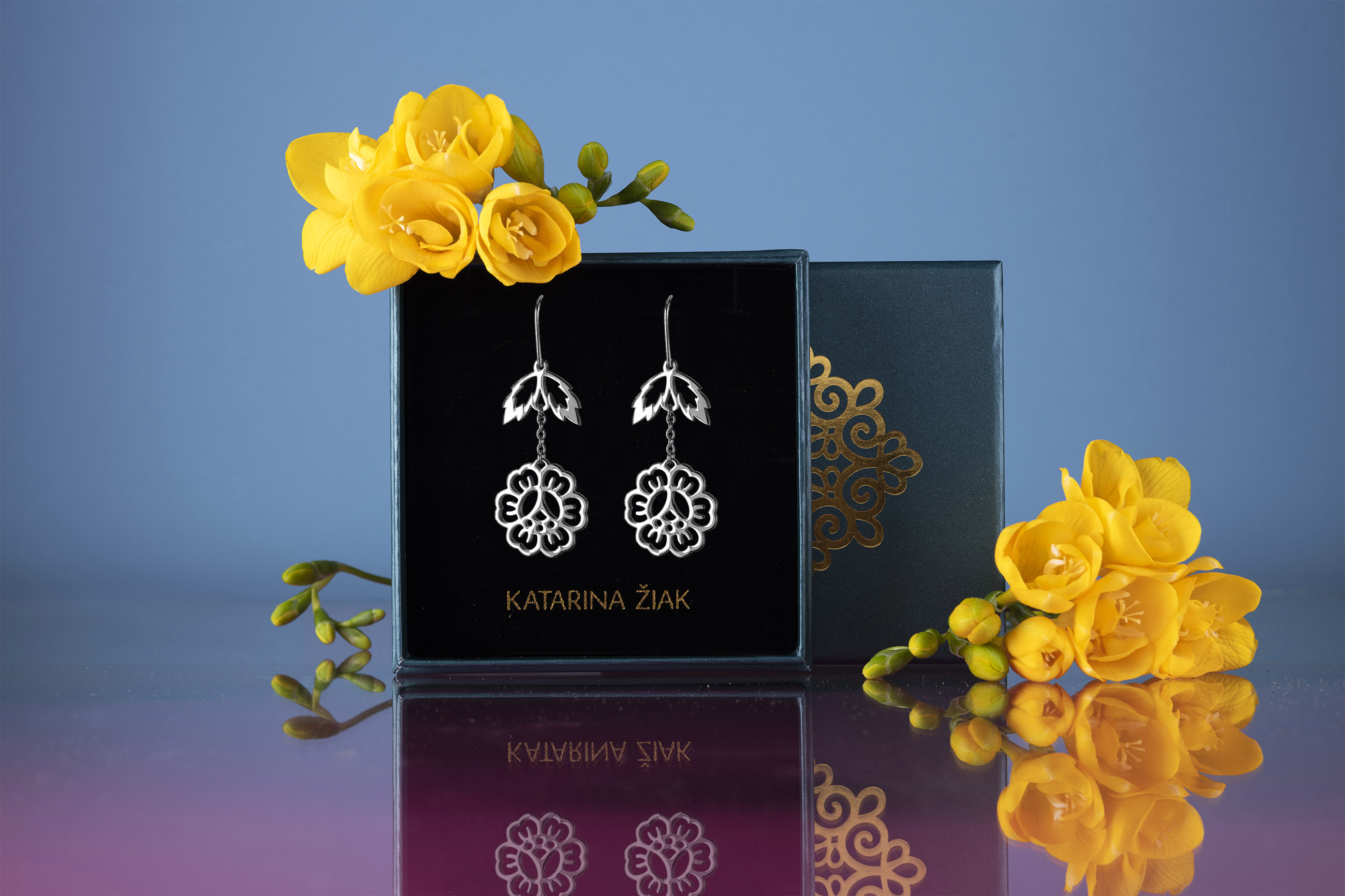 Náušnice kvietok 1 s lístkom