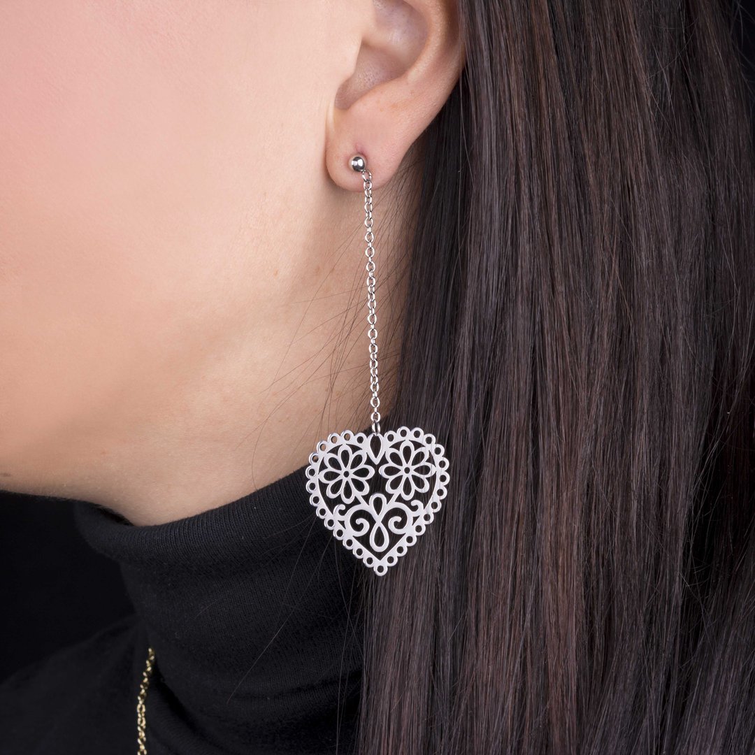 Náušnice srdce margaréty 1 na retiazke