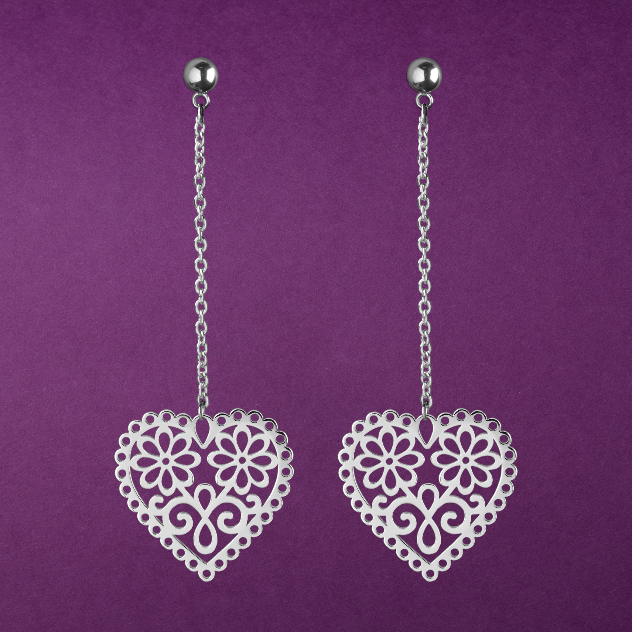 Náušnice srdce margaréty 1 na retiazke