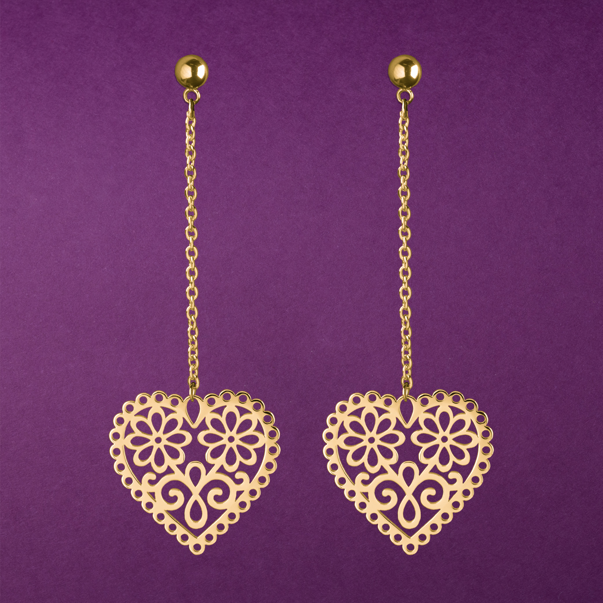 Náušnice srdce margaréty 1 na retiazke