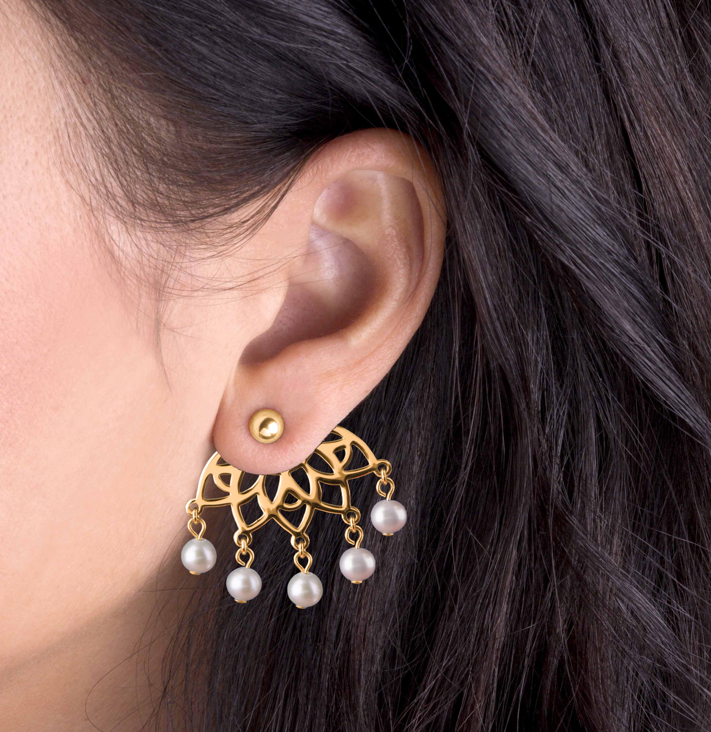 Záušnice slnečnica - malý vejárik 2 + perly