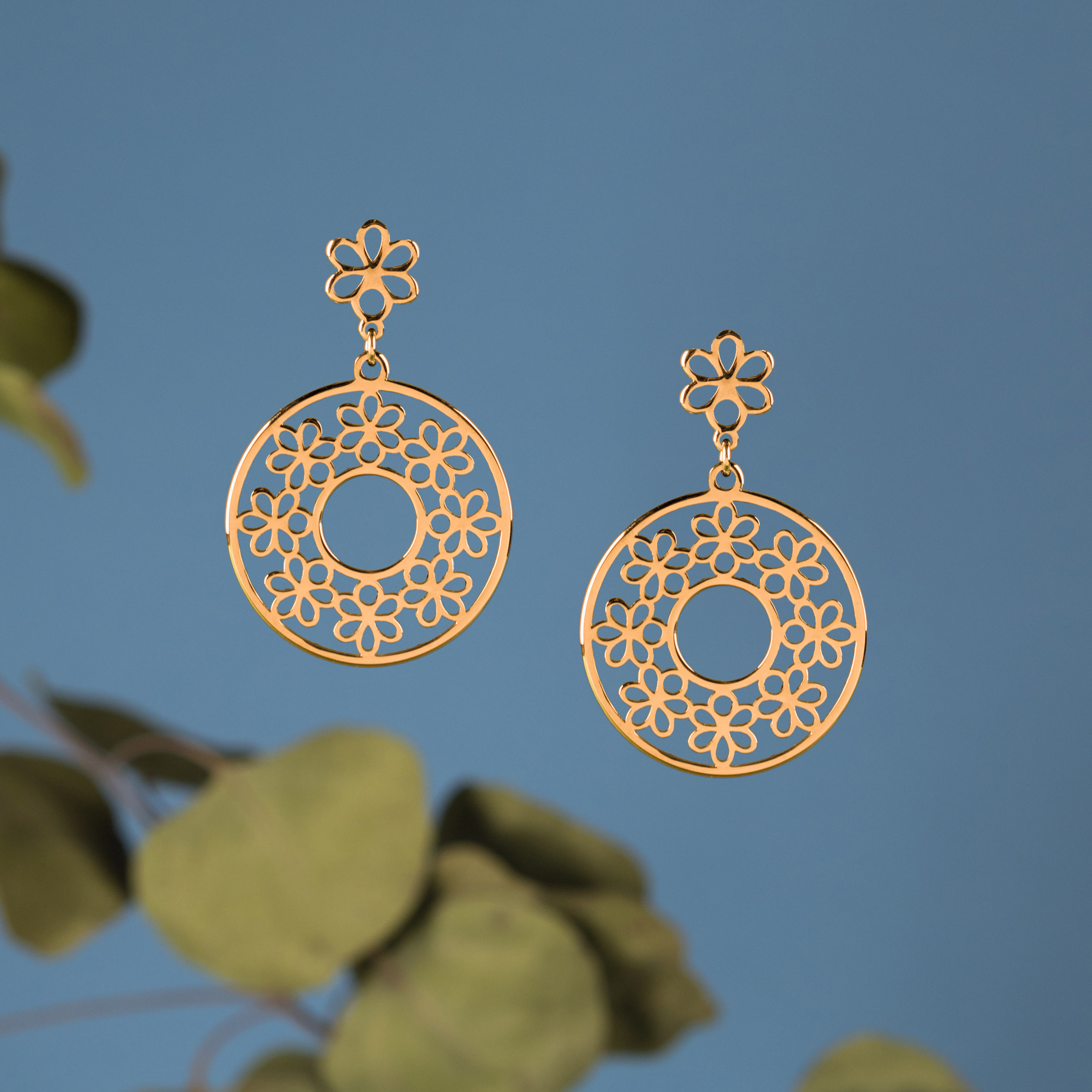 Náušnice Ábelovská margarétka - kruh 3 cm