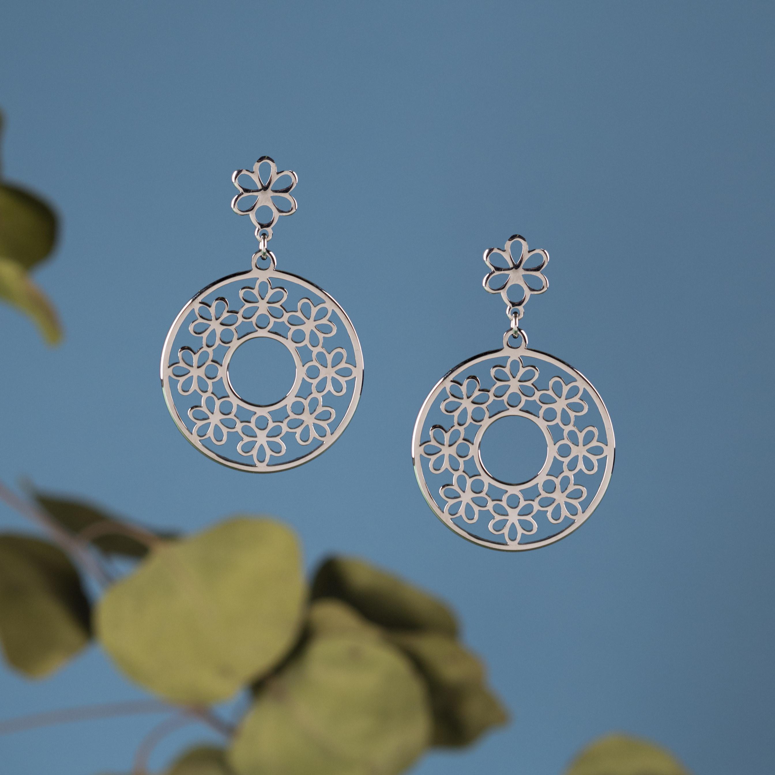 Náušnice Ábelovská margarétka - kruh 3 cm