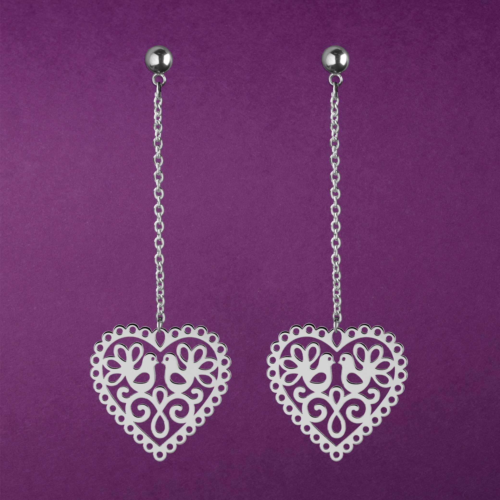 Náušnice srdce srdce holubice 1 na retiazke