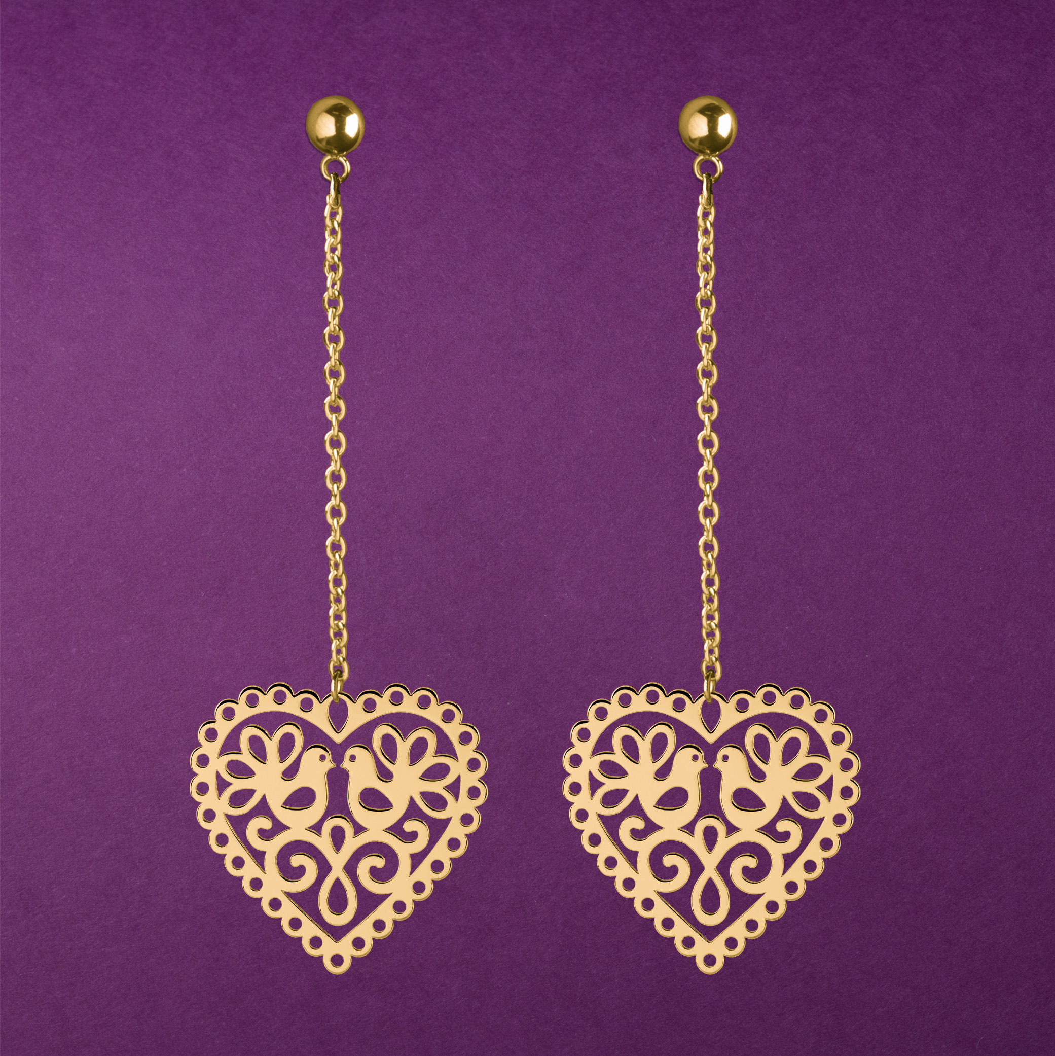 Náušnice srdce srdce holubice 1 na retiazke