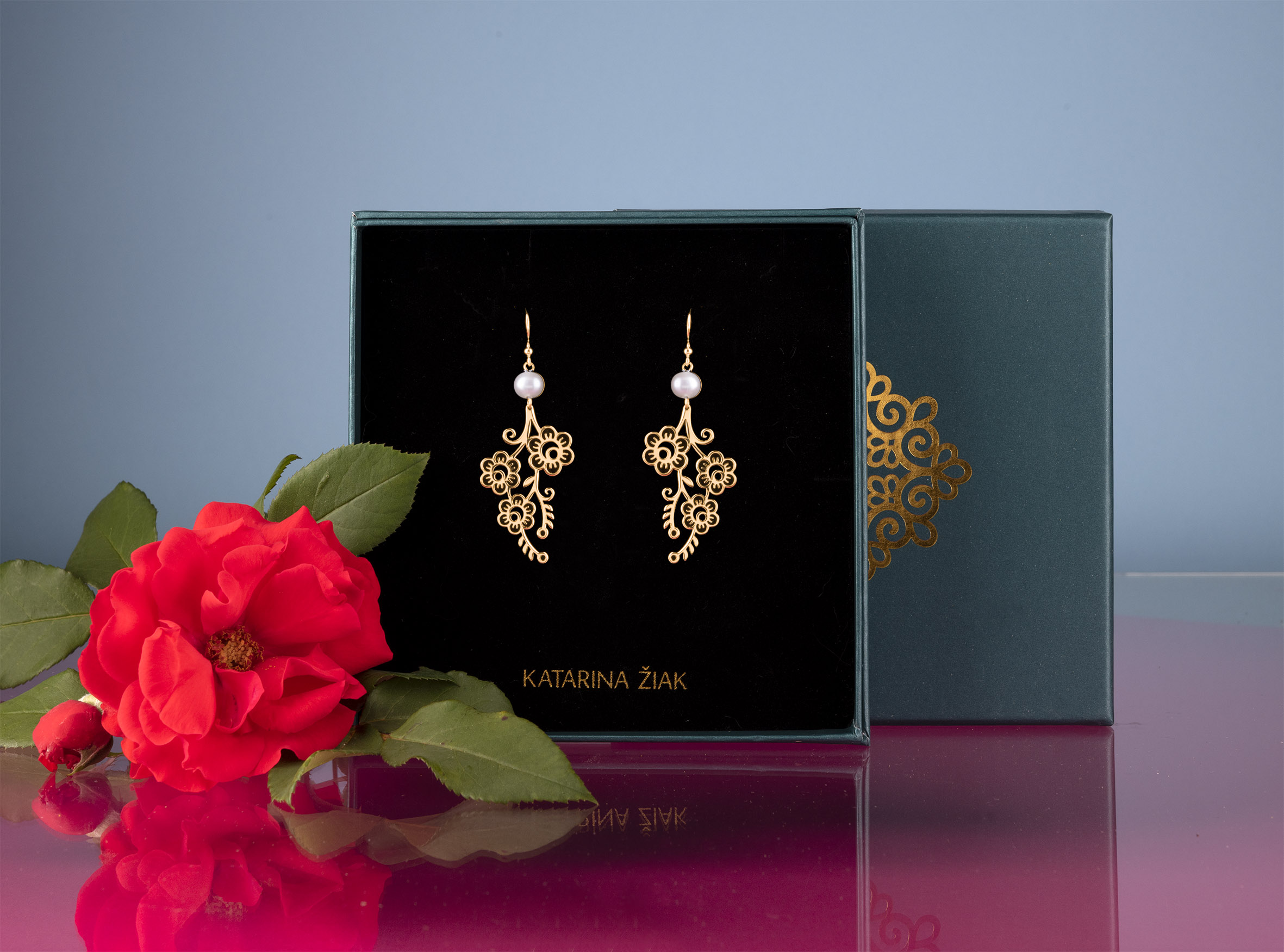 Náušnice kvietok Veronika - kytica s perlou