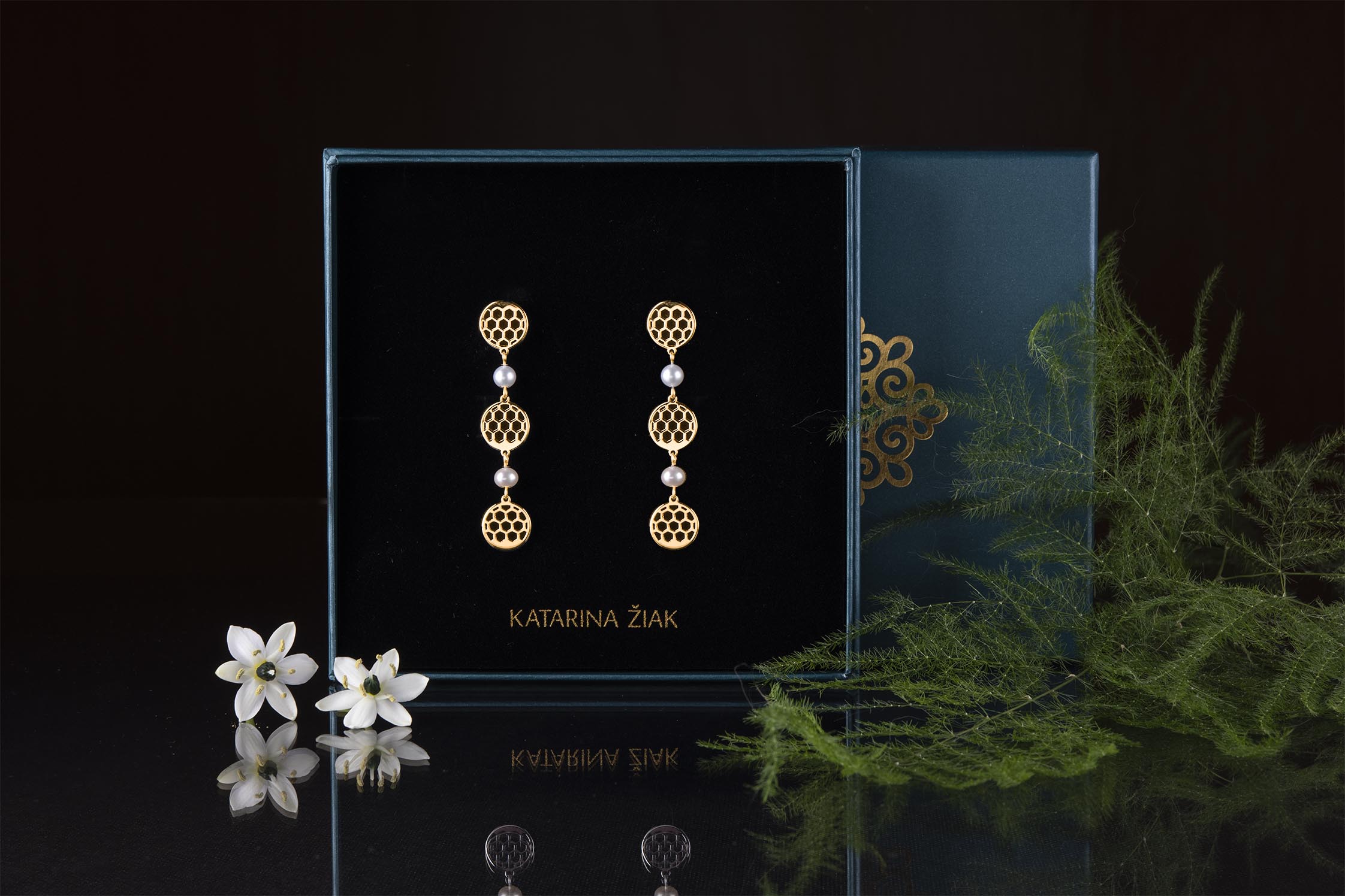 Náušnice golf 4 mini + perly