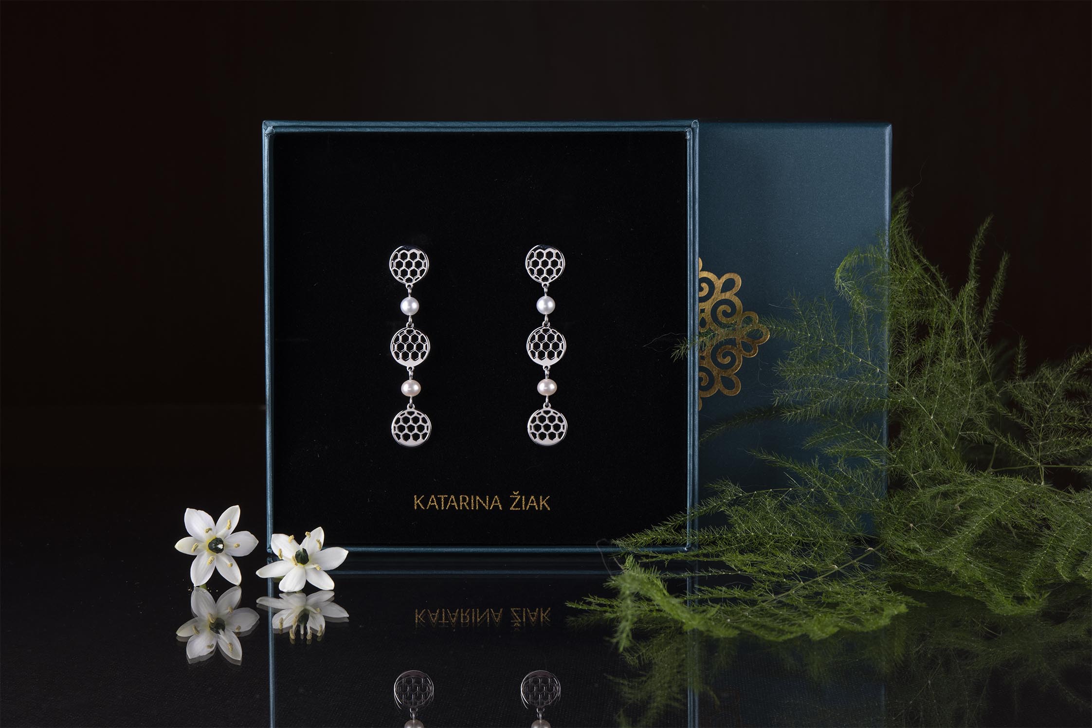 Náušnice golf 4 mini + perly