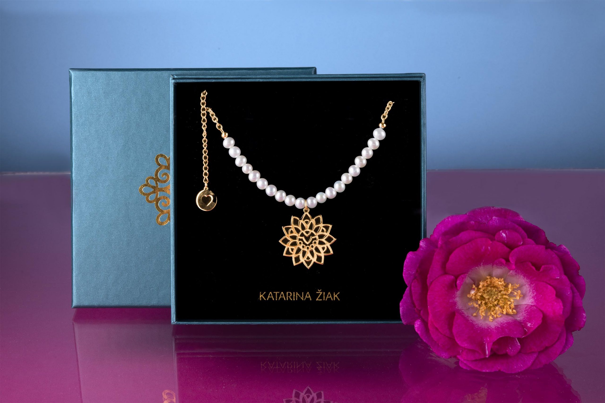 Náhrdelník Ábelová slnečnica + perly 2