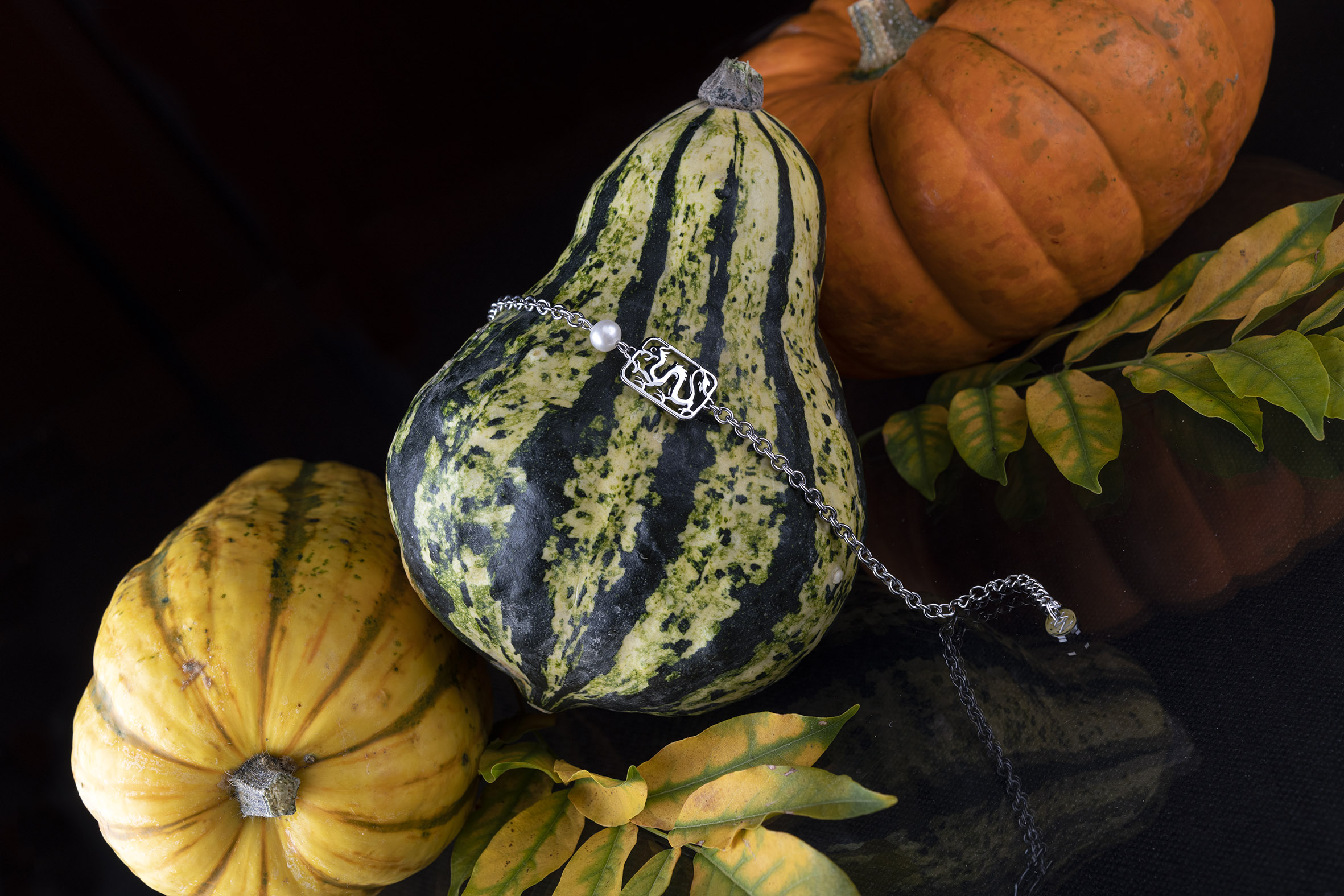 Náramok drak - retiazka + perla