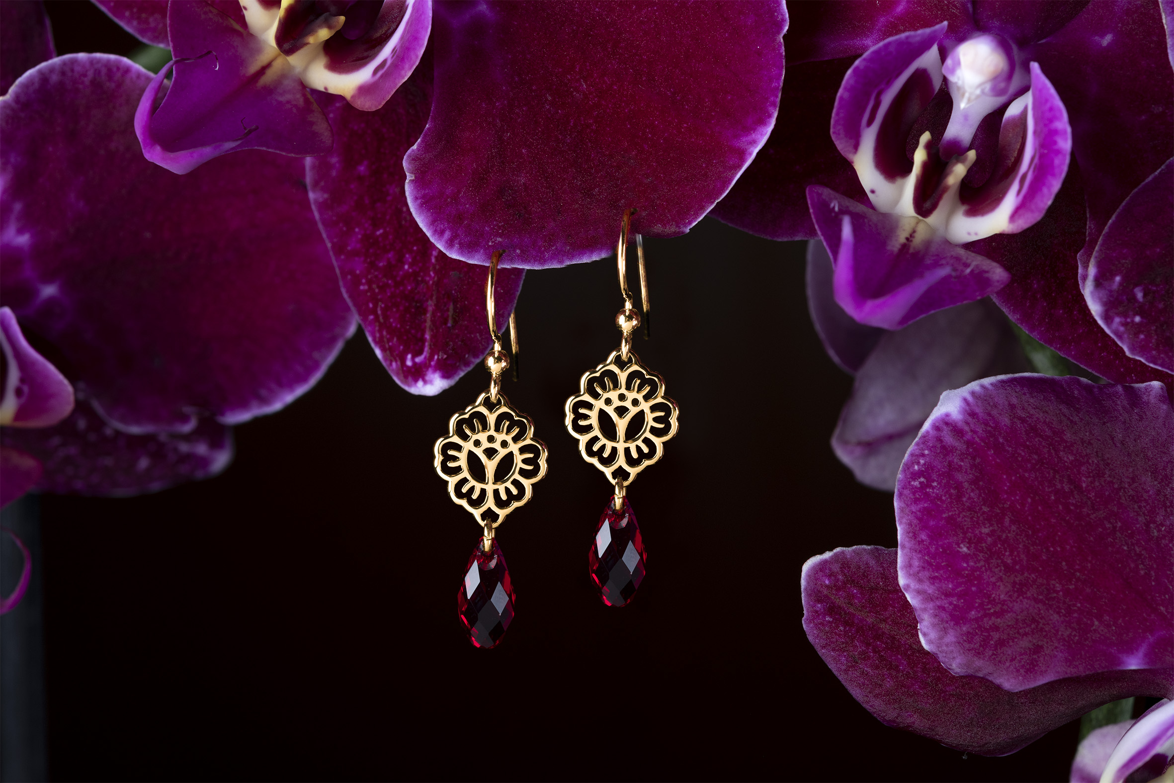 Náušnice kvietok 1 Ábelová mak - Swarovski