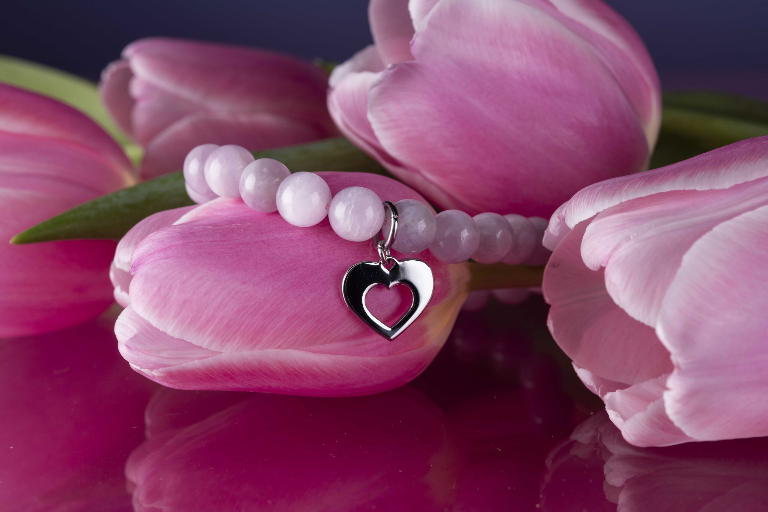 Náramok srdiečko ornamentika (na výber sú možné rôzne kamene)