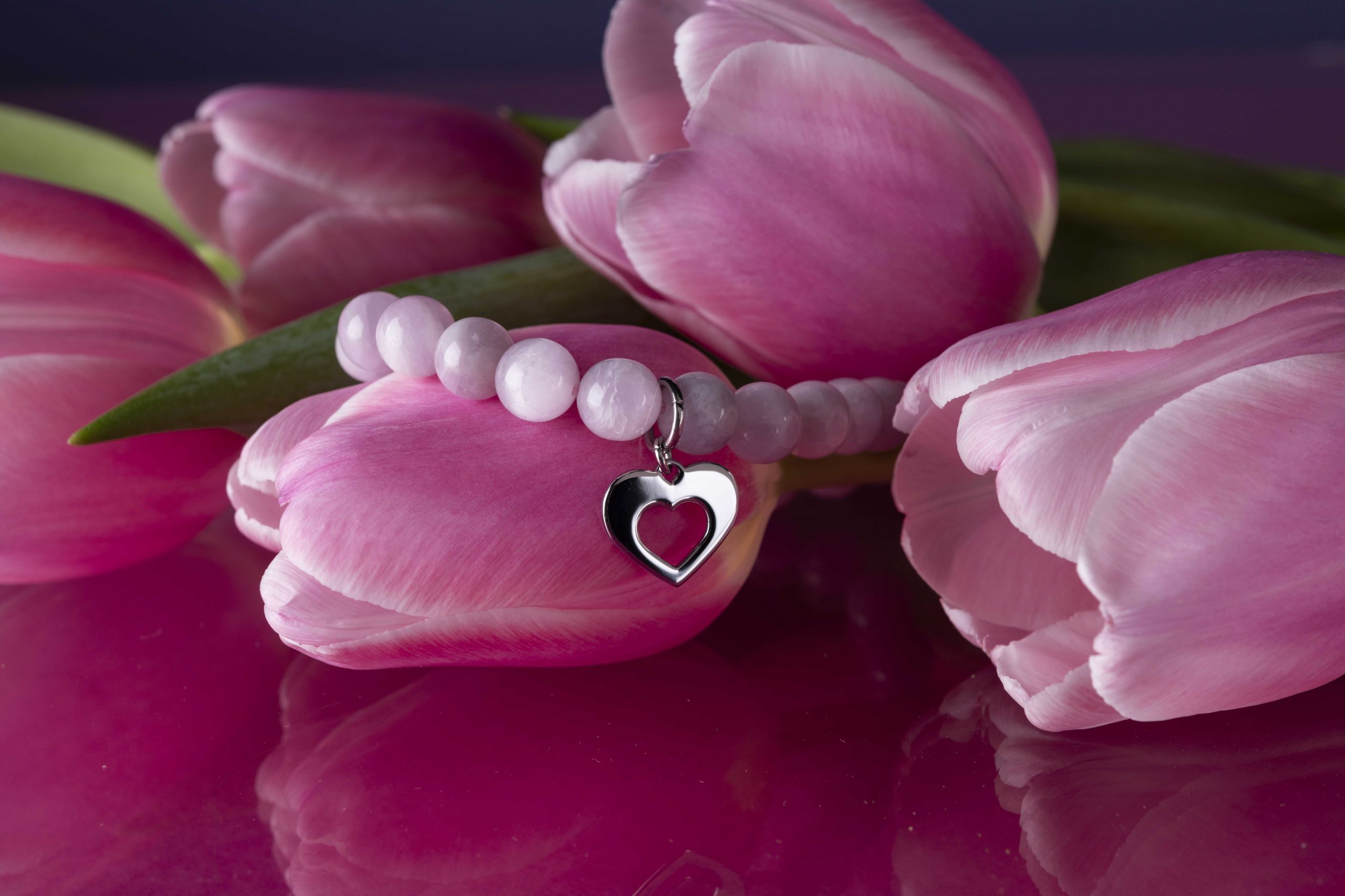 Náramok srdiečko ornamentika (na výber sú možné rôzne kamene)