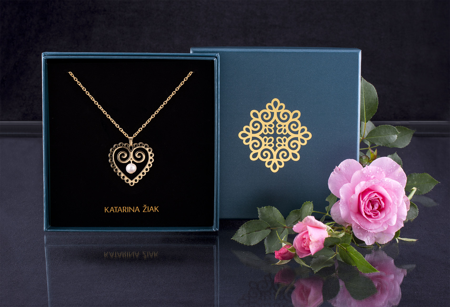 Prívesok srdce s perlou