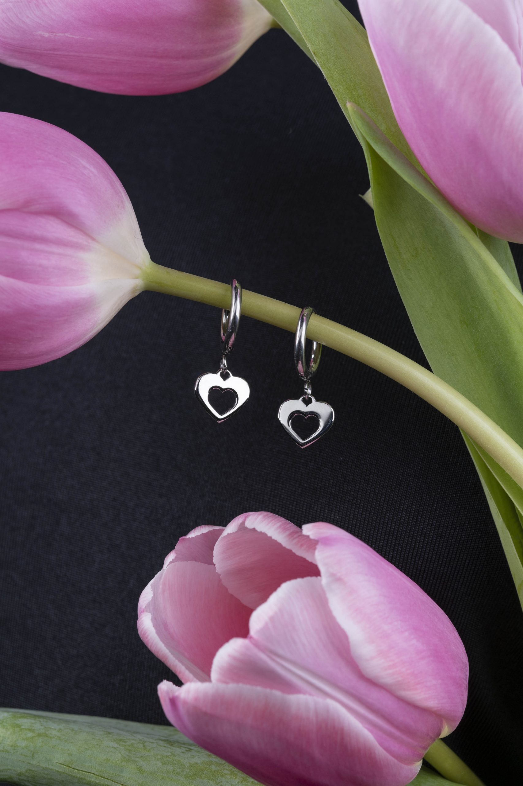 Náušnice srdce ornamentika mini + háčik