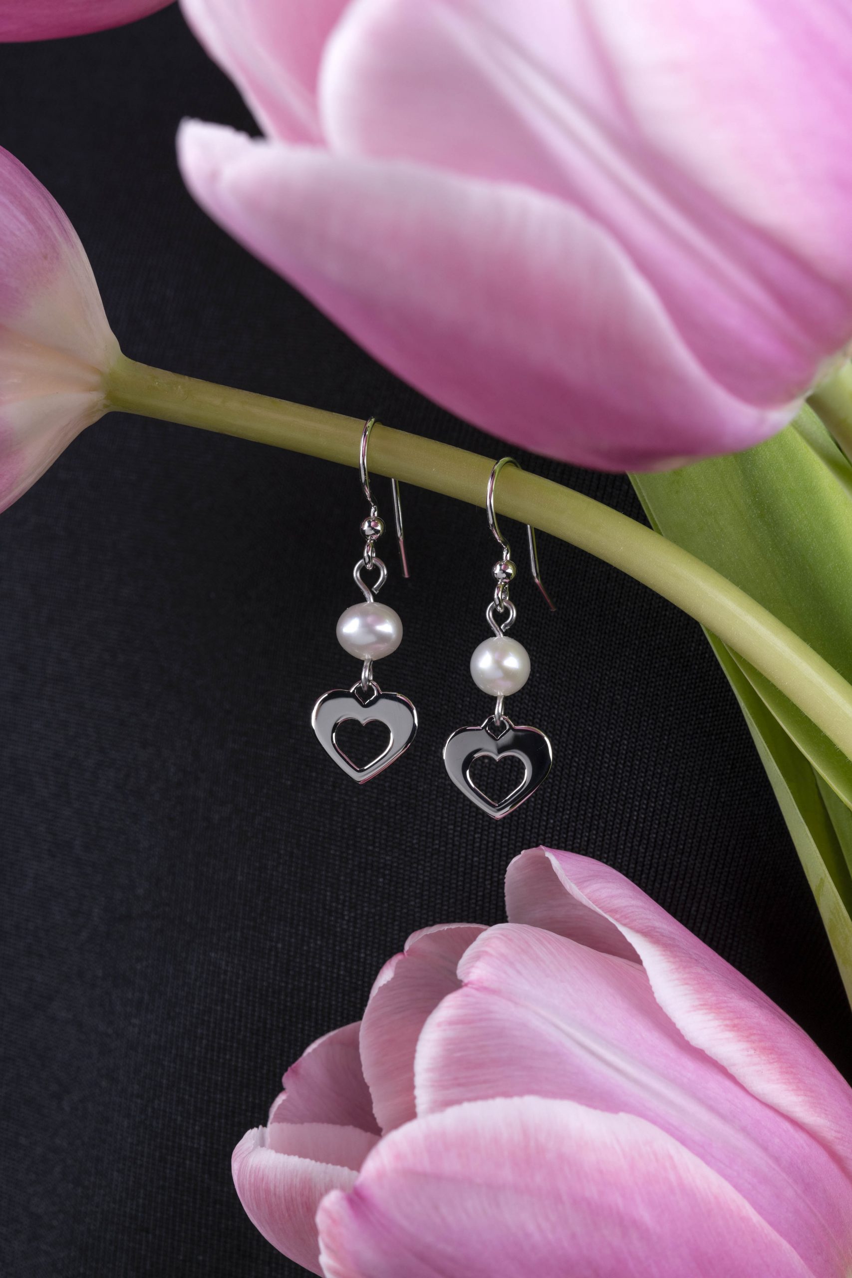 Náušnice srdce ornamentika mini + perla