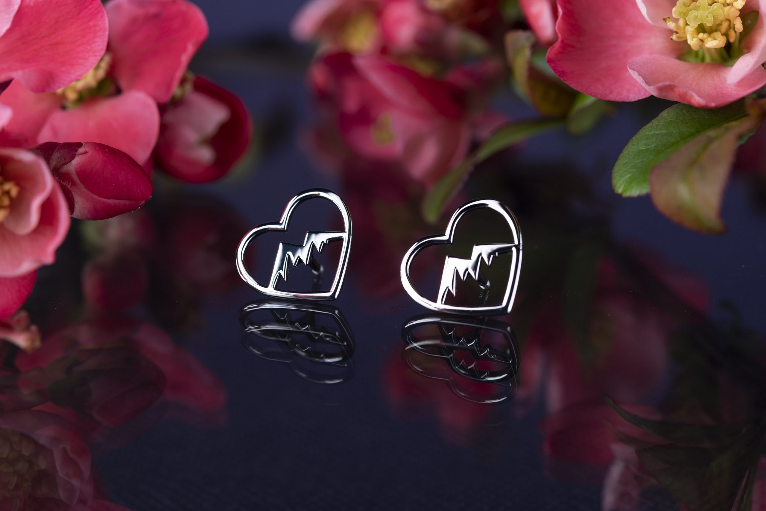 Napichovacie náušnice hory srdce