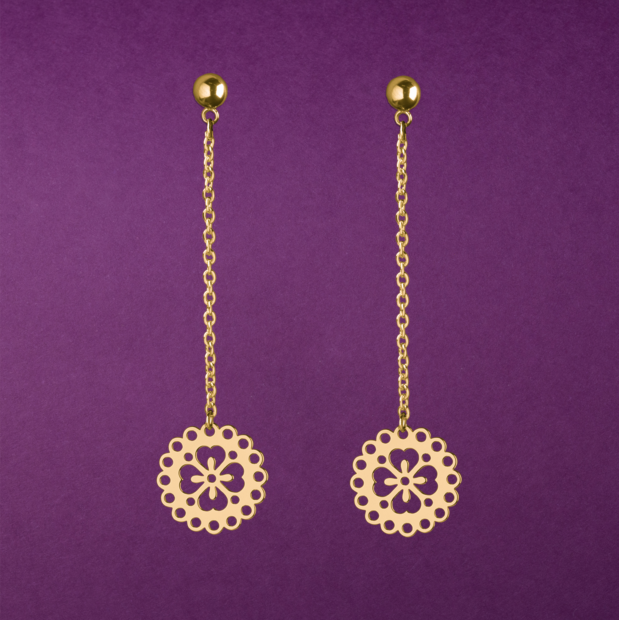 Náušnice FOLK nezábudka 1 na retiazke