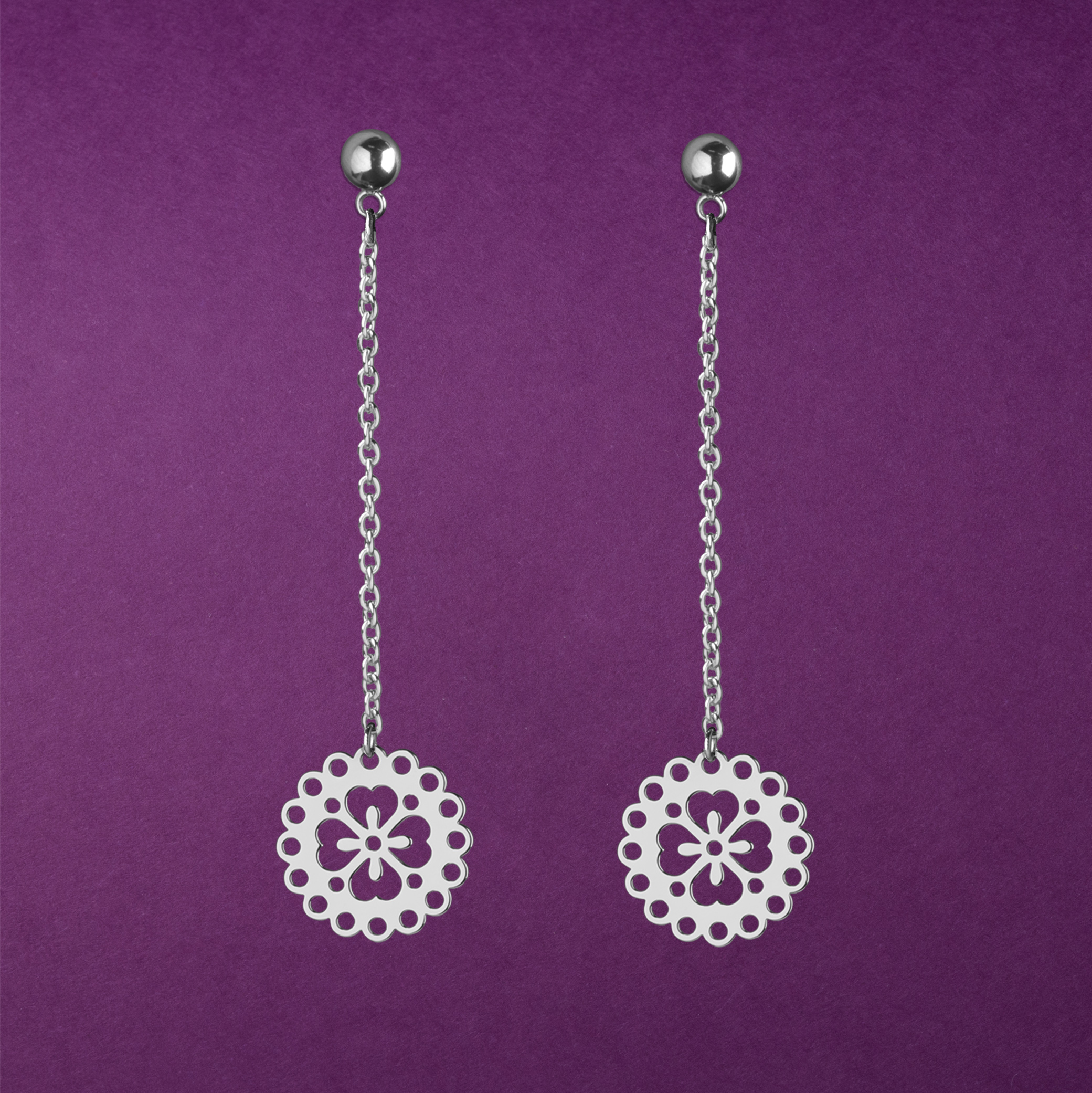 Náušnice FOLK nezábudka 1 na retiazke